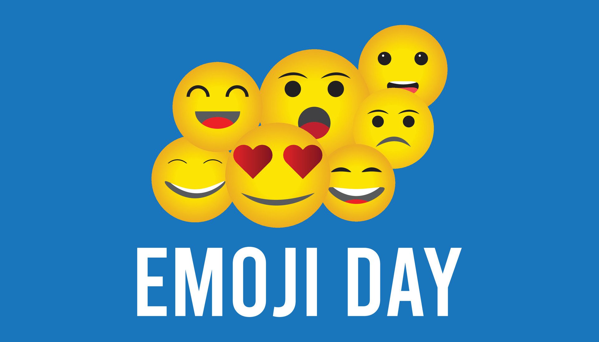 World Emoji Day observed every year in July. Template for background, banner, card, poster with text inscription. Free Vector