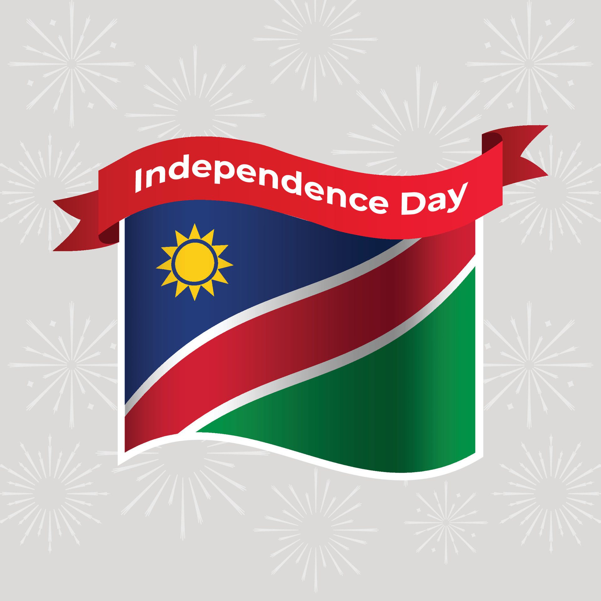 Namibia Wavy Flag Independence Day Banner Background Free Vector