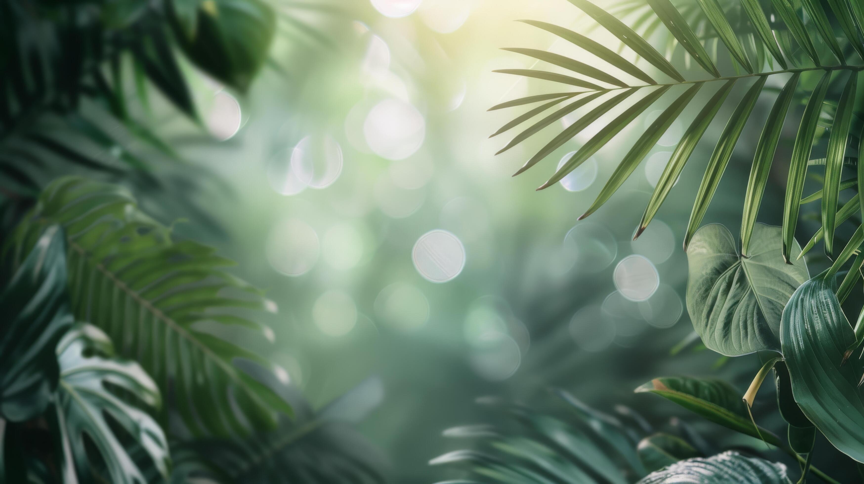 Tropical Green Leaves Background Stock Free