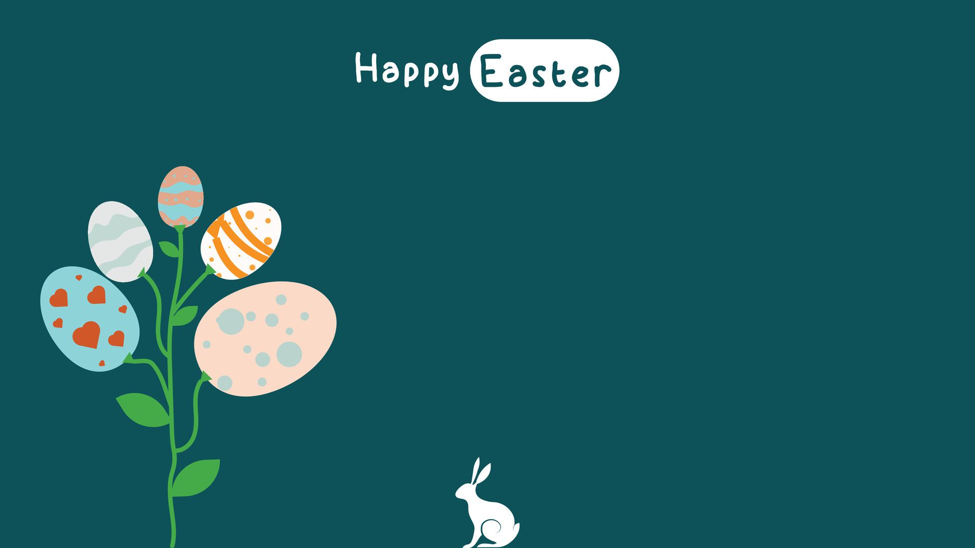 media post idea for easter egg background isolated in green, hand draw line rabbit, suit for decoration ,web, banner , wallpaper , with blank space Free Vector