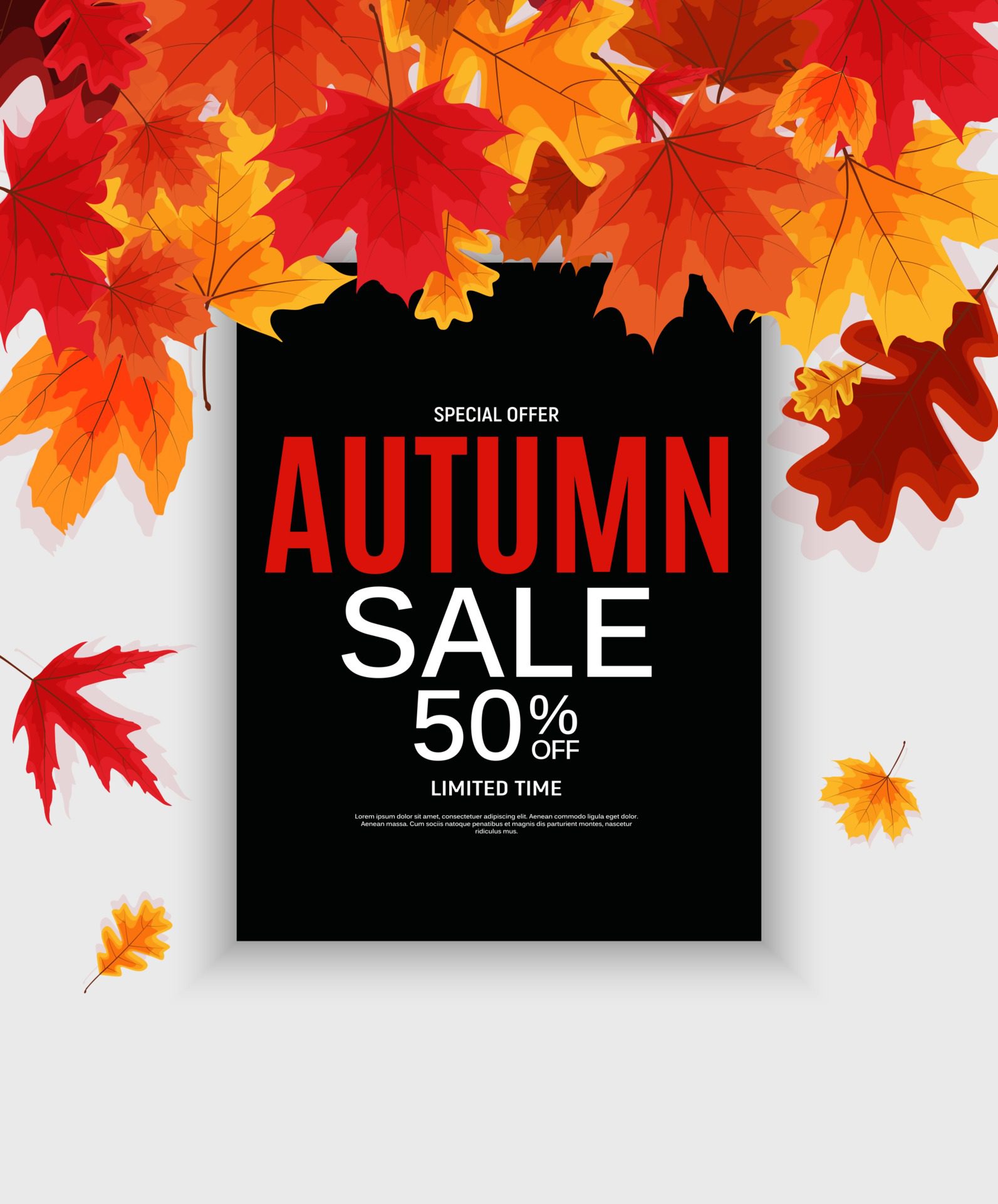 Shiny Autumn Leaves Sale Banner. Vector Illustration Free Vector