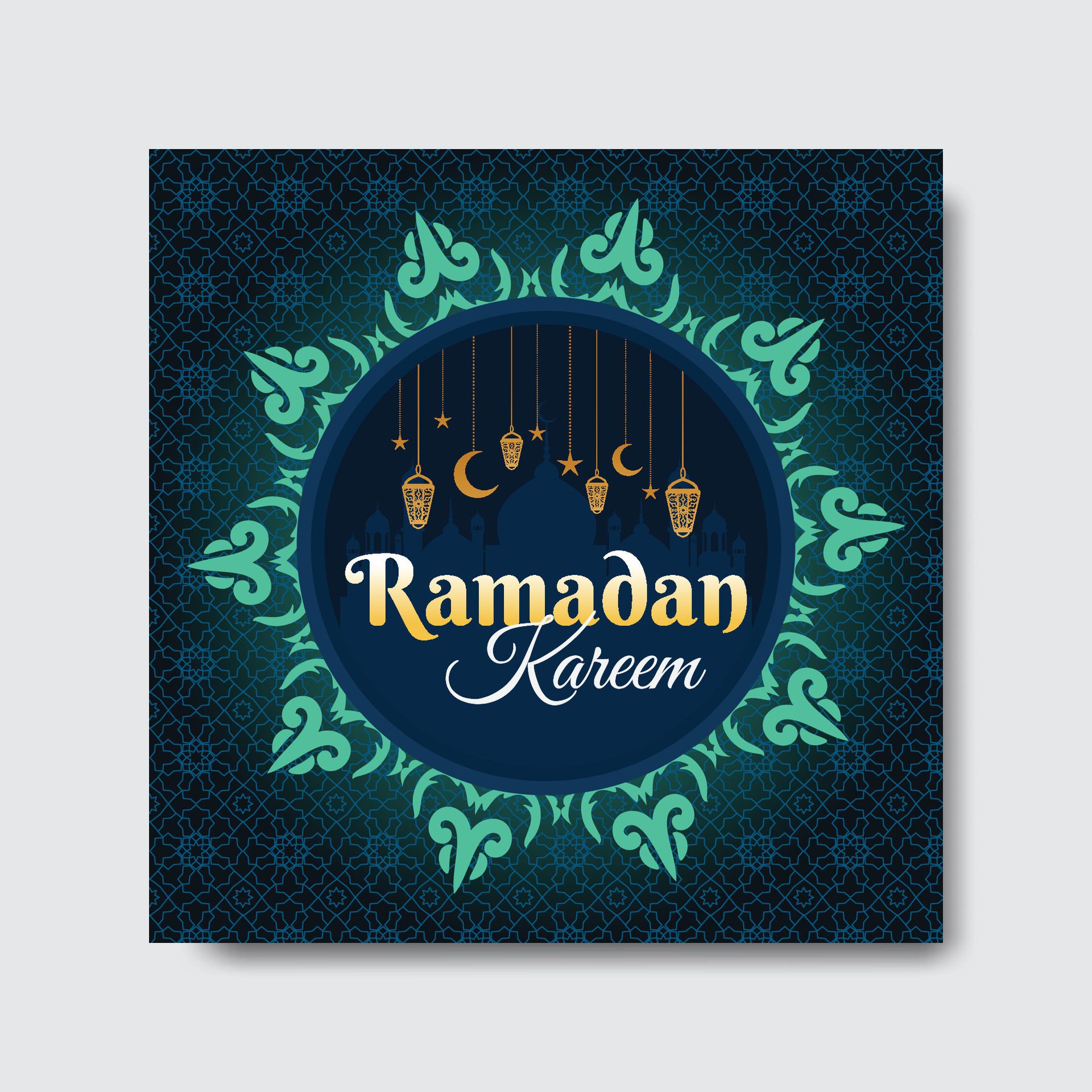 Ramadan Kareem Greetings Social Media Banner Post Design Template Free Vector