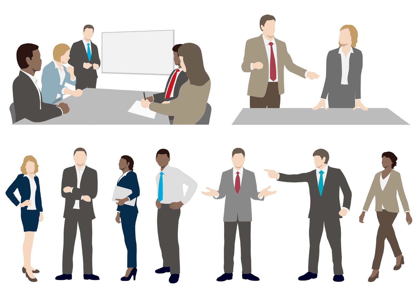 Set of business people in flat style. Free Vector