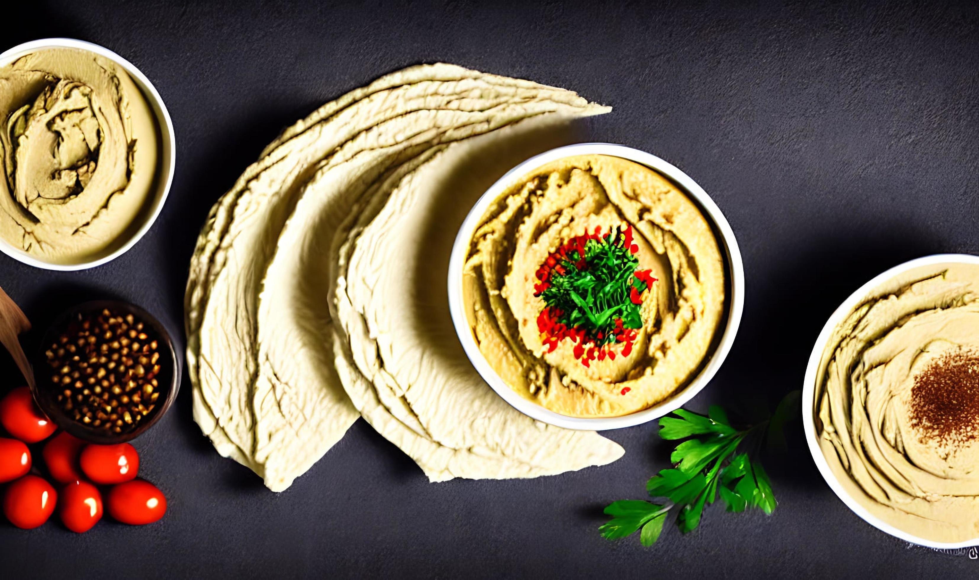 Healthy food. Traditional freshly made organic hummus. Stock Free