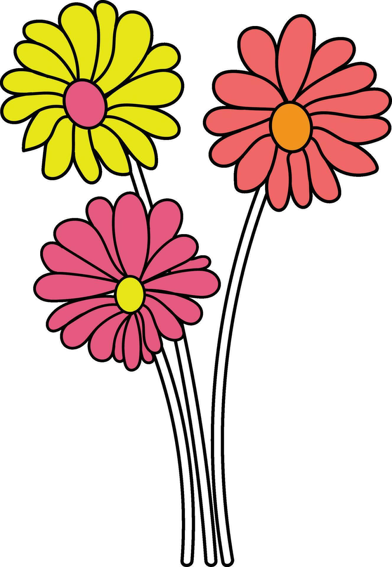 Flower icon. Hand-drawn simple black outline vector illustration clip art in doodle style, isolated on a white background Stock Free