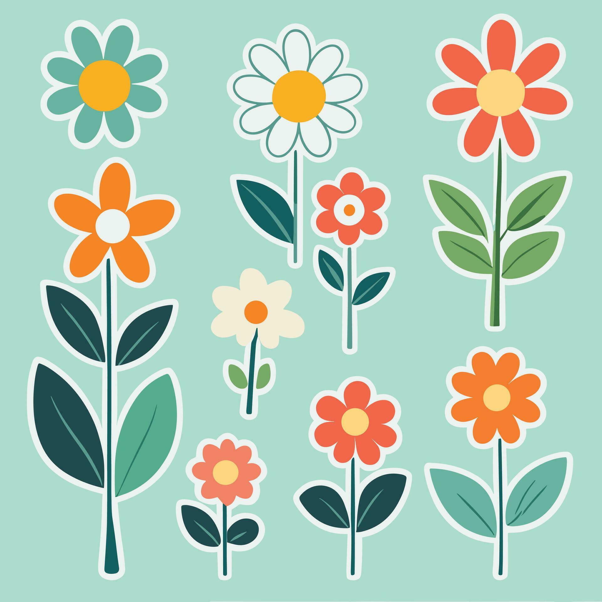 Flower sticker collection Stock Free