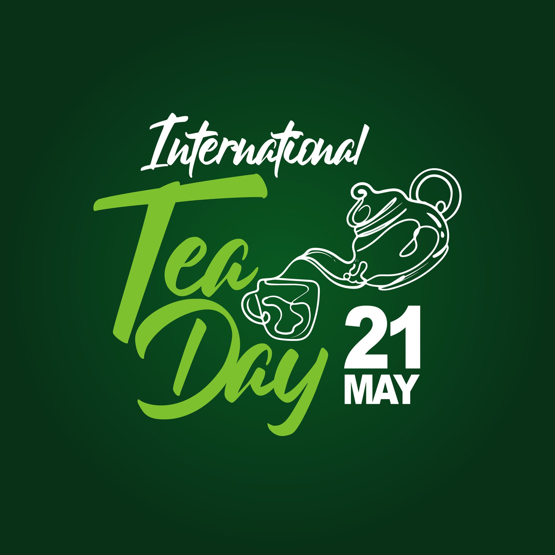 International Tea Day text banner. 21st May typographic Design. World Tea Day design for social media posts. Free Vector