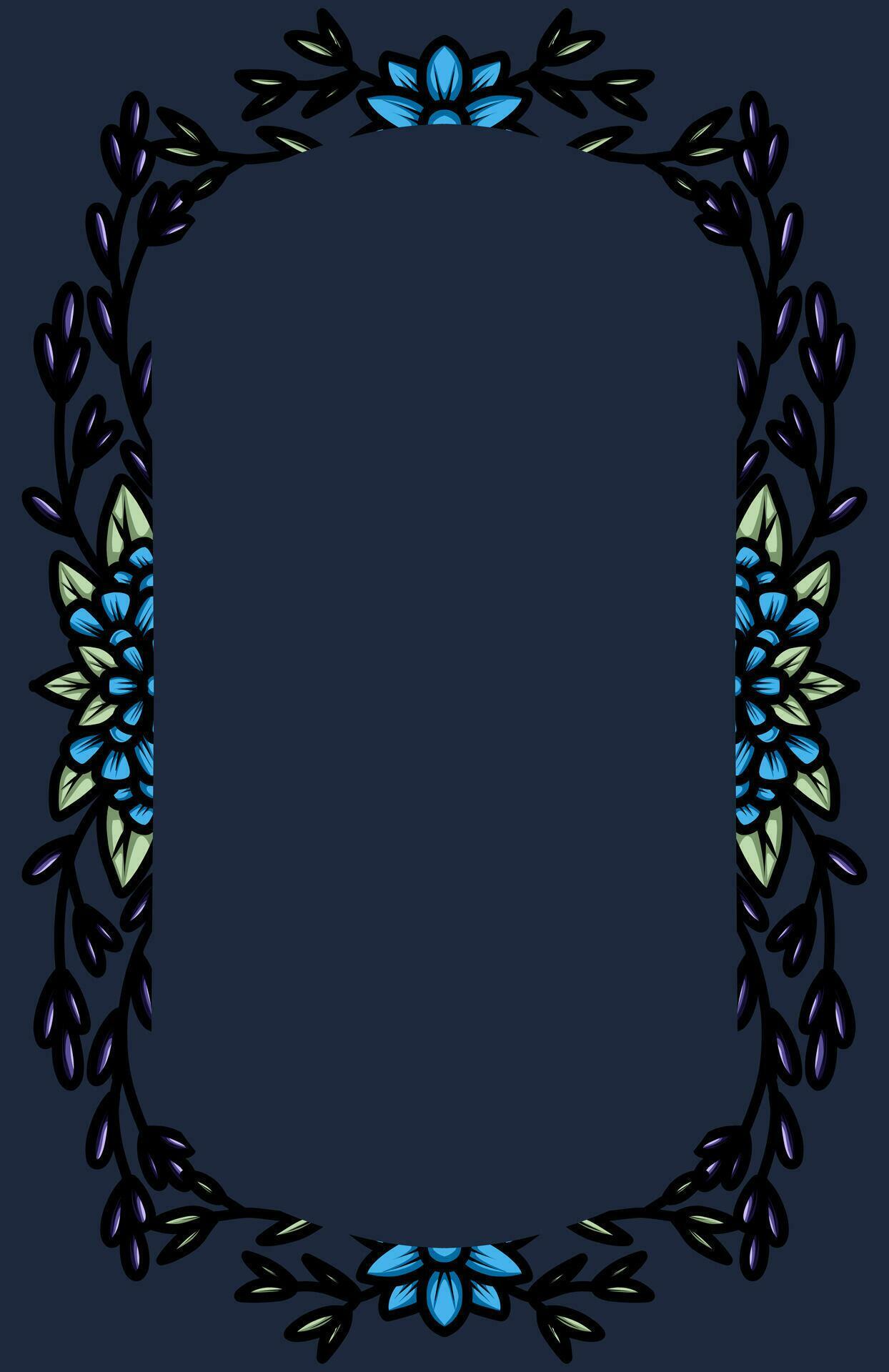 border frame with an arrangement of leaves and flowers Stock Free