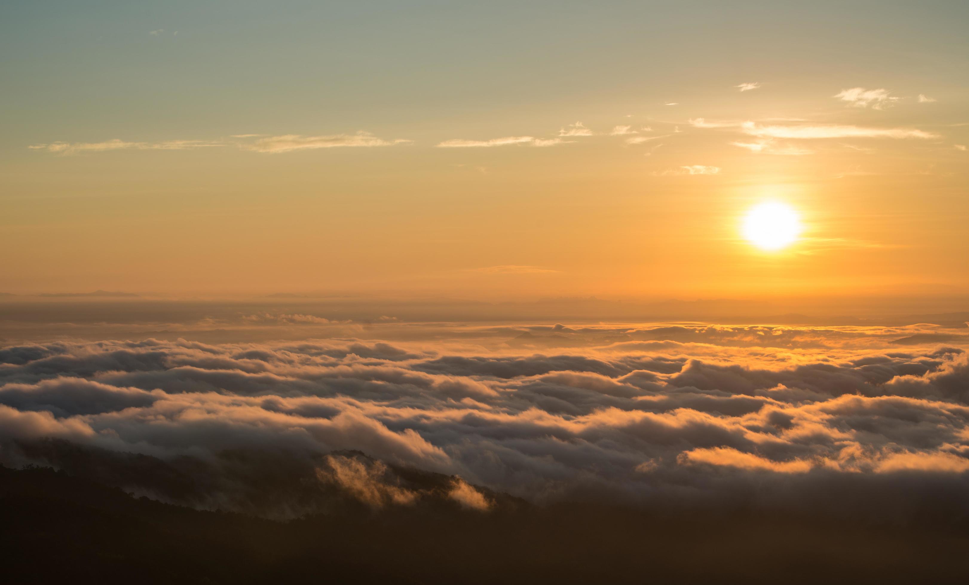 The beautiful sunrise in the winter season of Myanmar. Stock Free