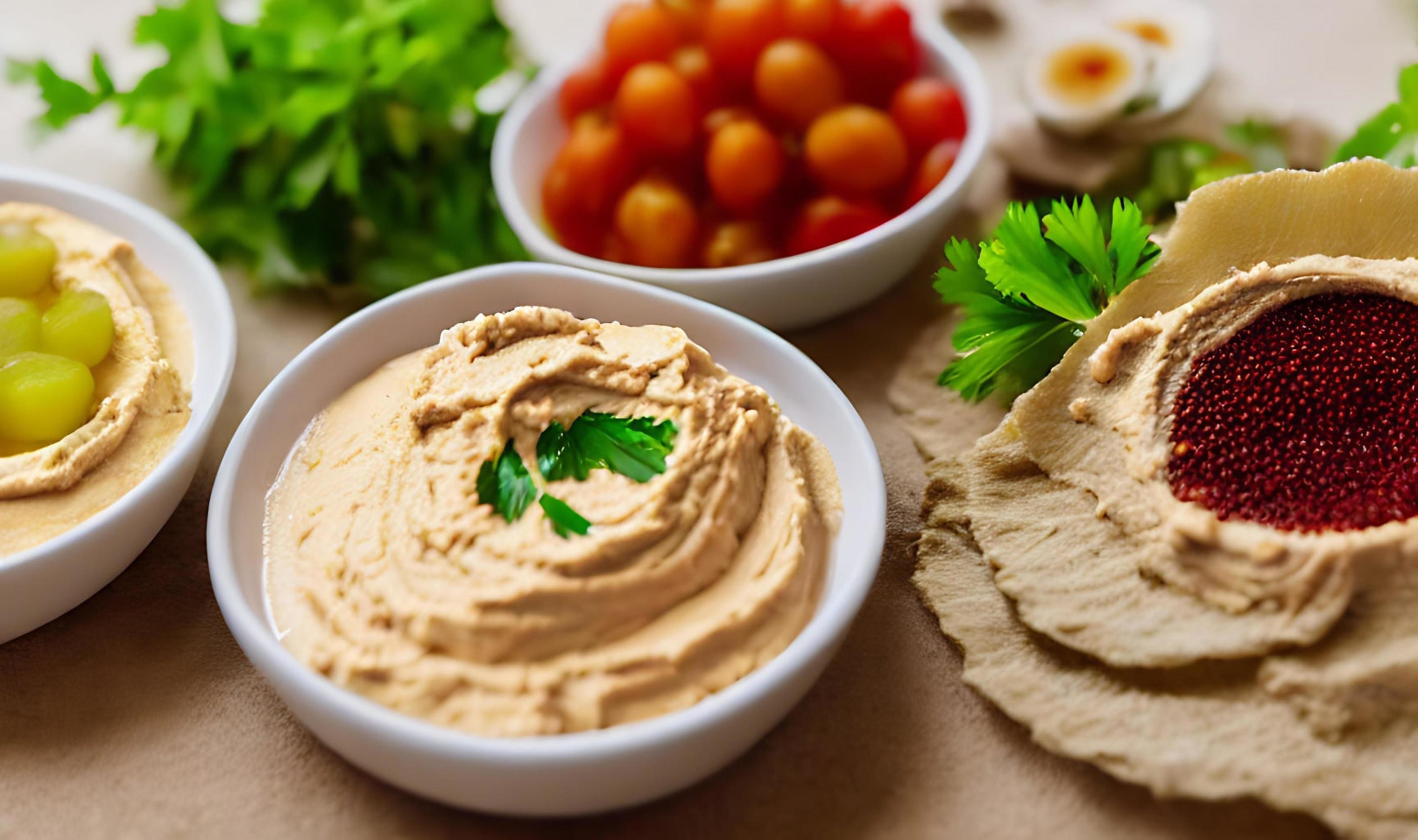 Healthy food. Traditional freshly made organic hummus. Stock Free