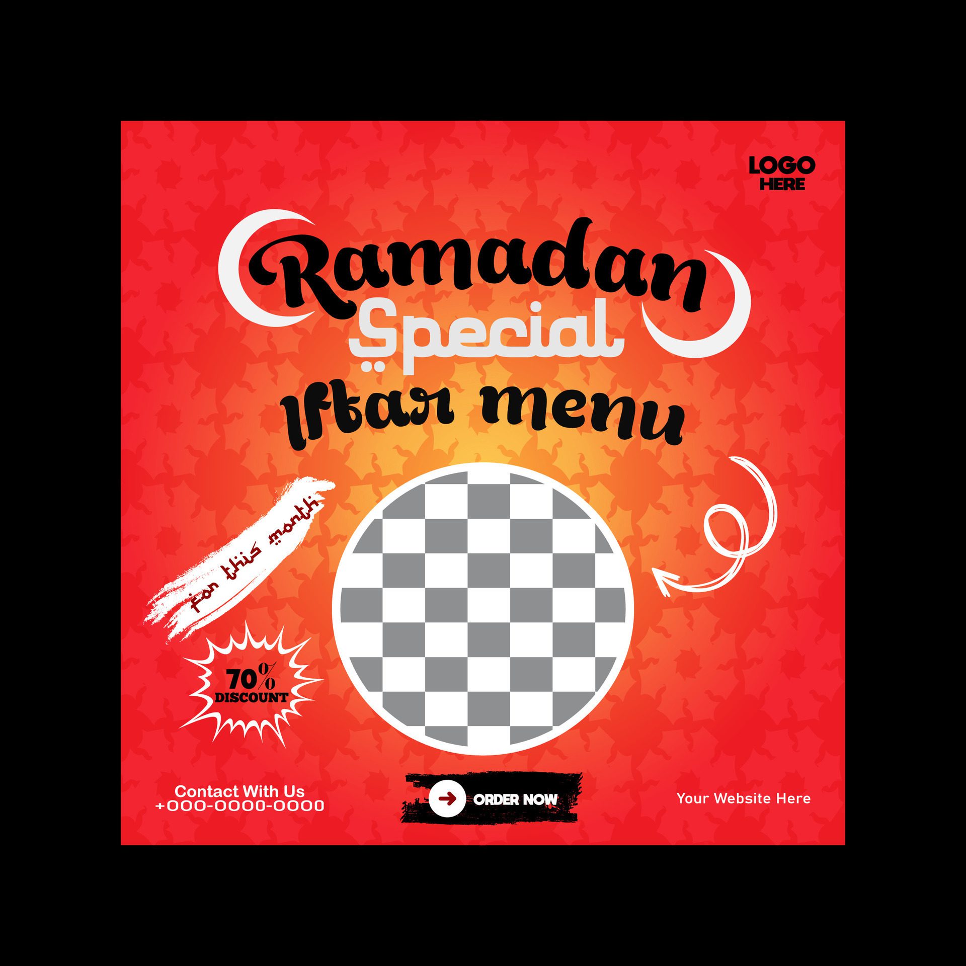 Ramadan iftar menu food post design and social media banner template Free Vector