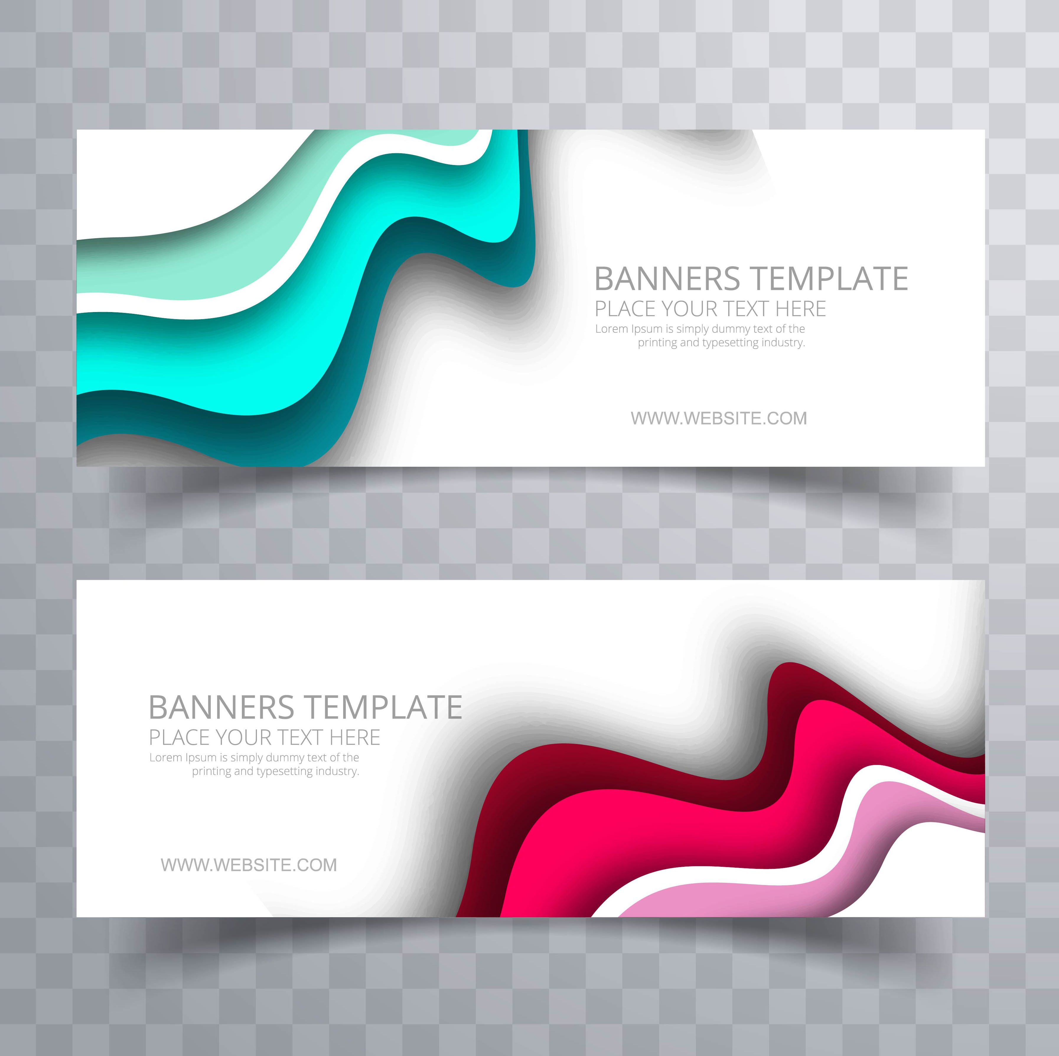 Modern colorful wavy banners set business template Free Vector