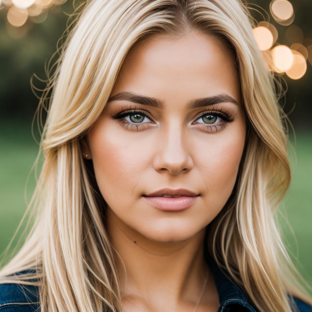 Blonde hair, brown eyes by @ai_generated