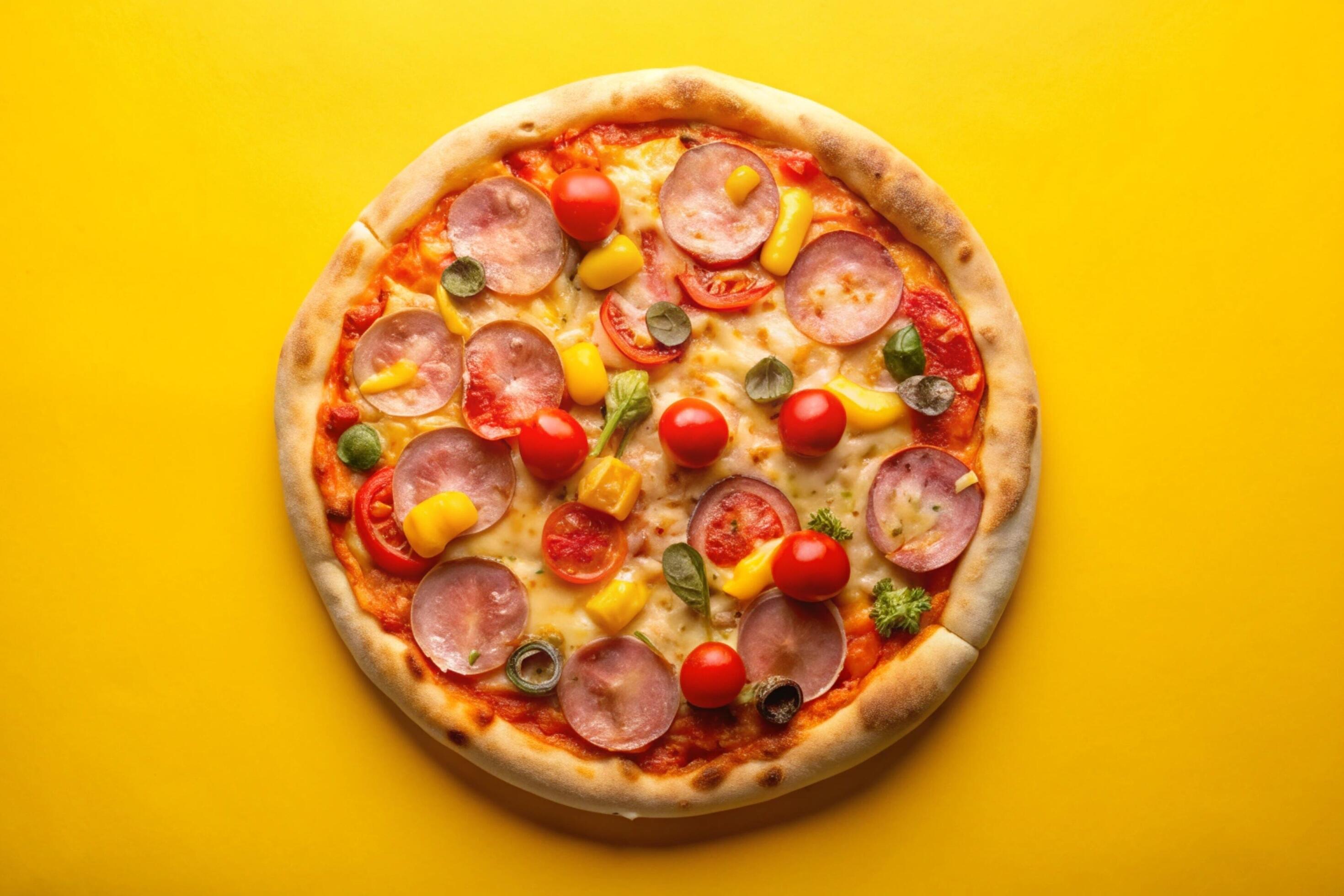 Pizza photo isolated on simple background Stock Free