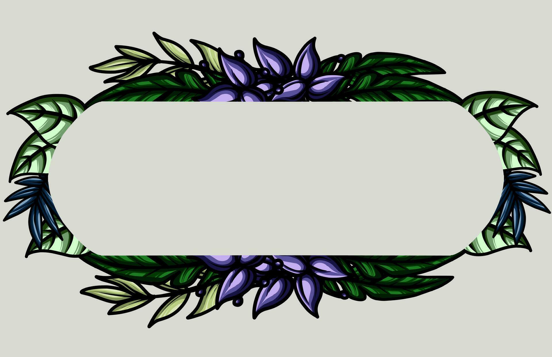 frame the border with an arrangement of leaves and flowers. Vector design Stock Free