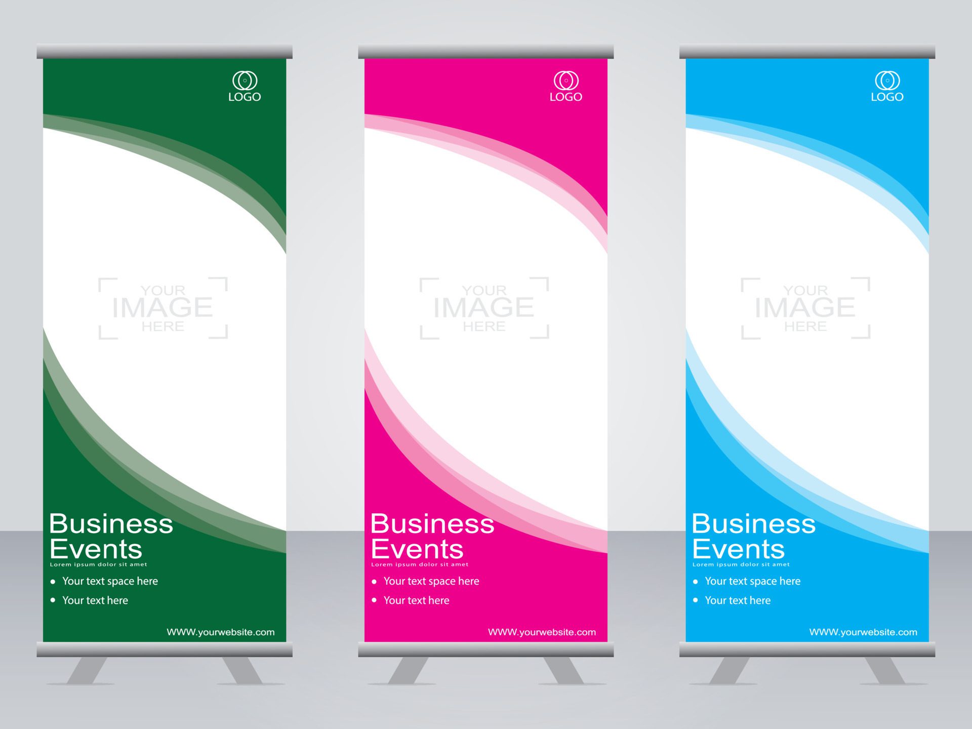 Business banner roll up set standee banner template. Free Vector