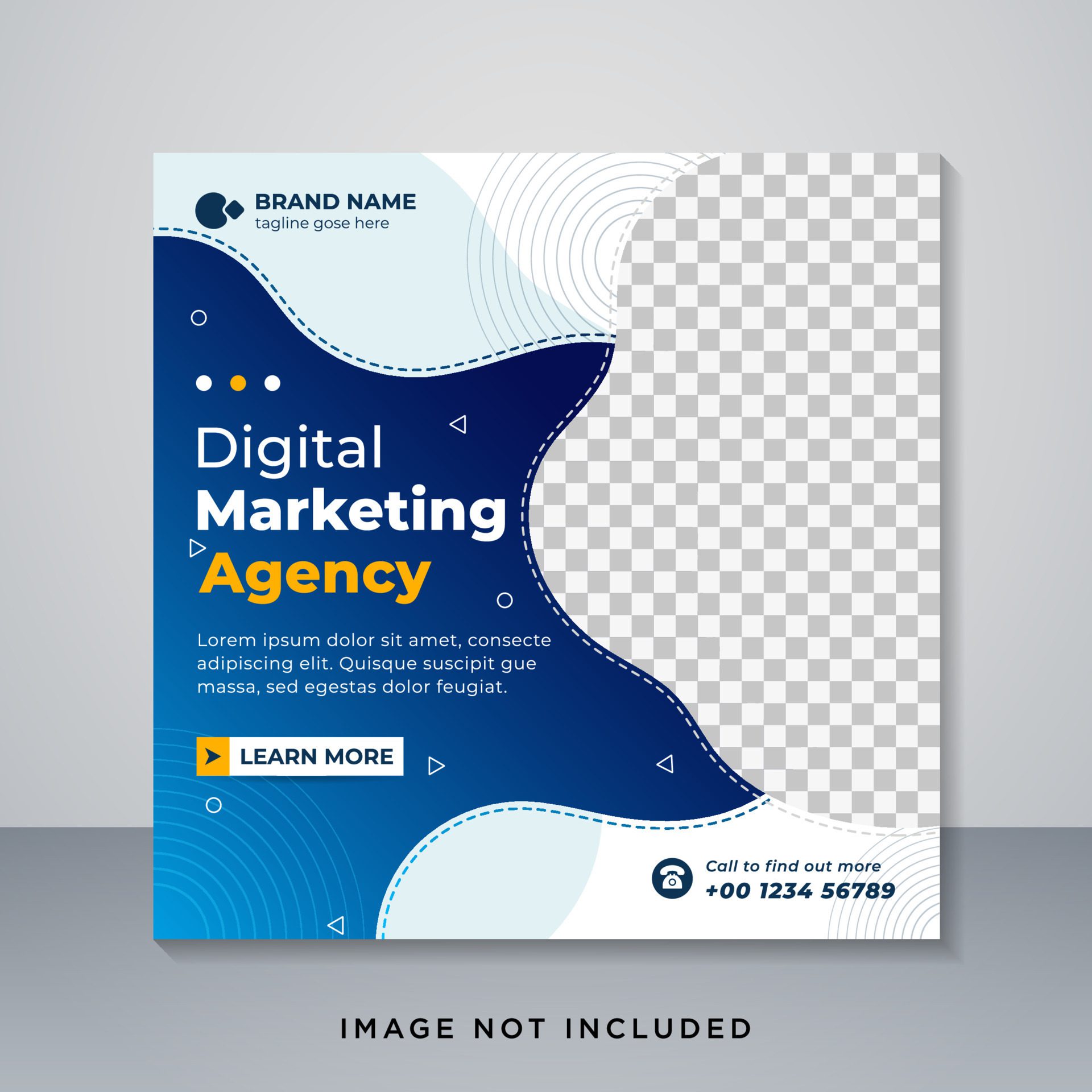 Digital Business Marketing Social Media Post Design Template, Square Flyer Template with Editable web Banner. Free Vector