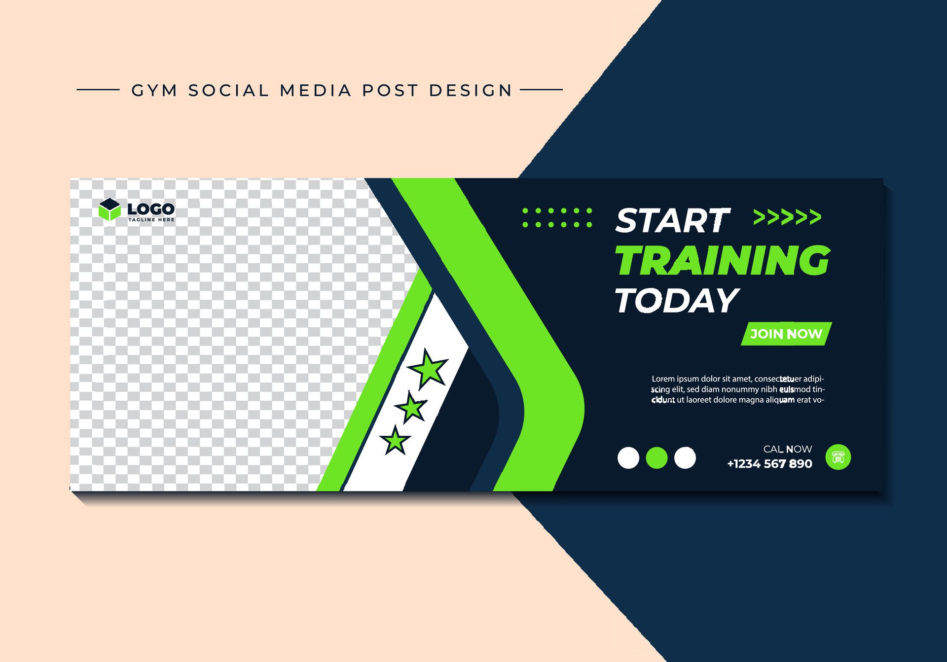 Gym, fitness, and sports social media post template design. Usable for social media, banner, and website. Free Vector