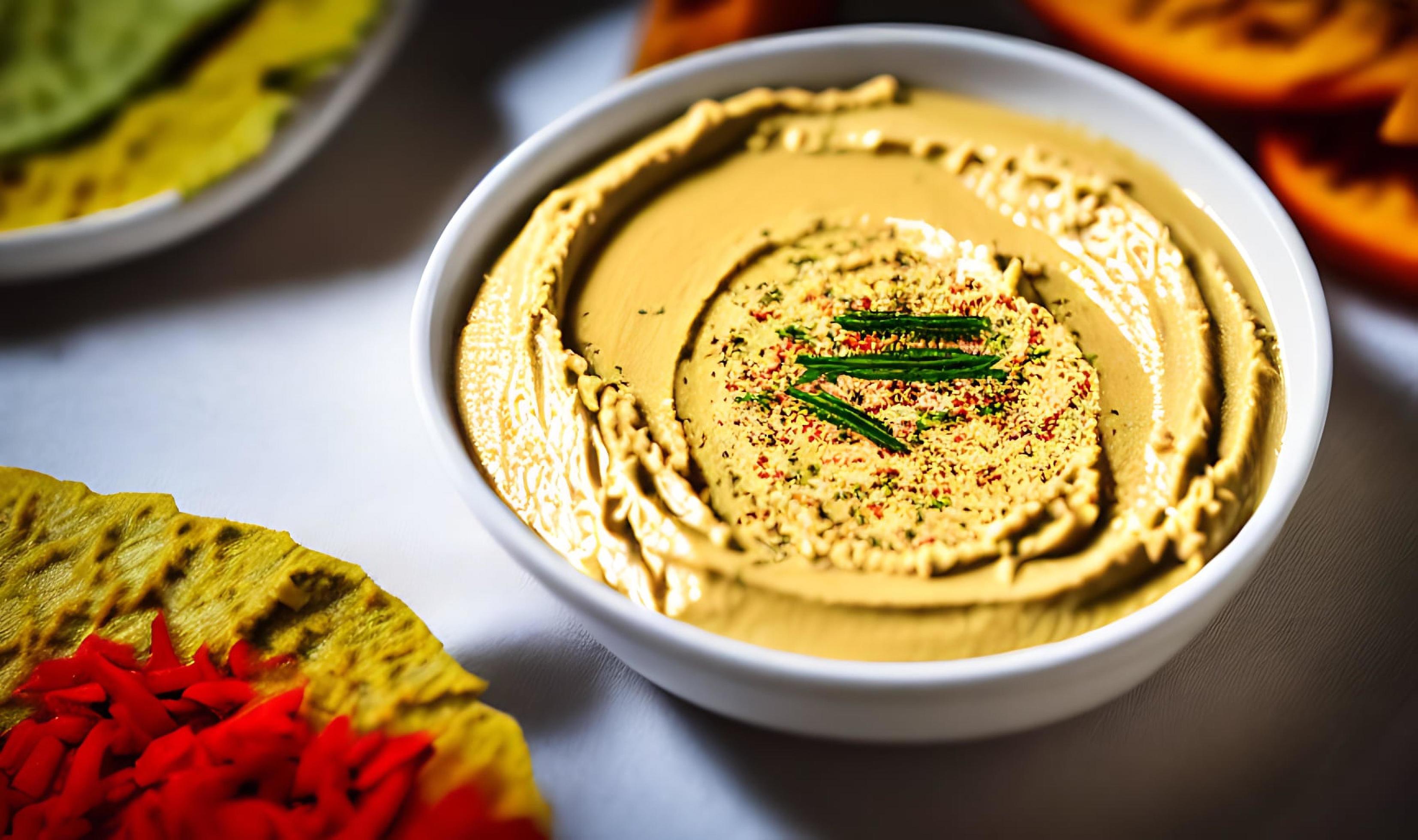 Healthy food. Traditional freshly made organic hummus. Stock Free