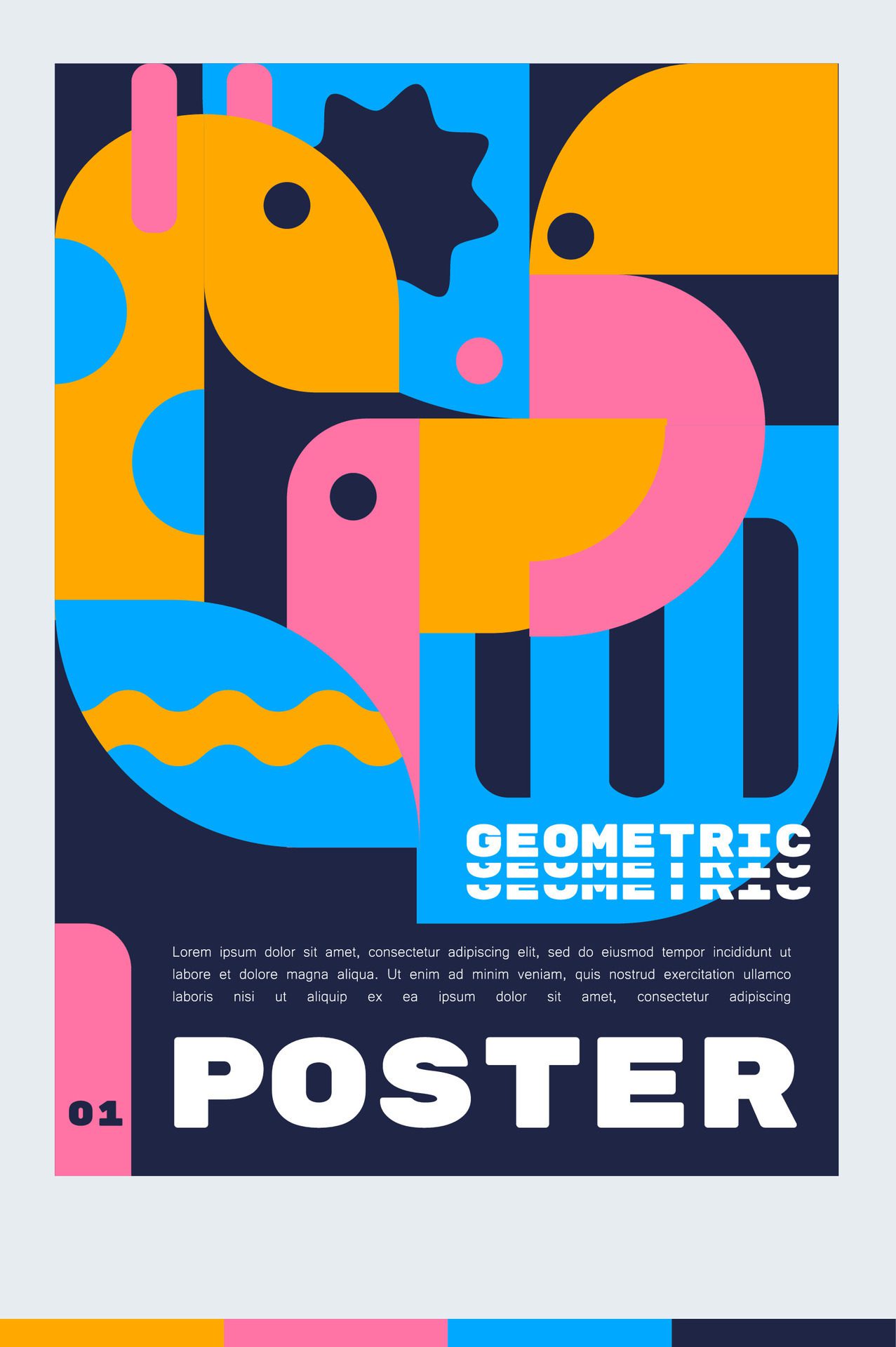 Design template for an A4 poster or banner with a animal geometric. illustration shape. minimalist and Scandinavian design style. Free Vector