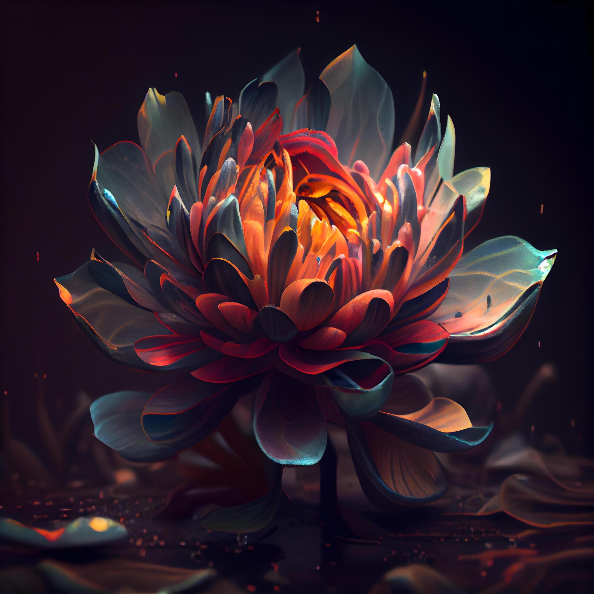 Beautiful lotus flower on a dark background. 3d illustration, Image Stock Free