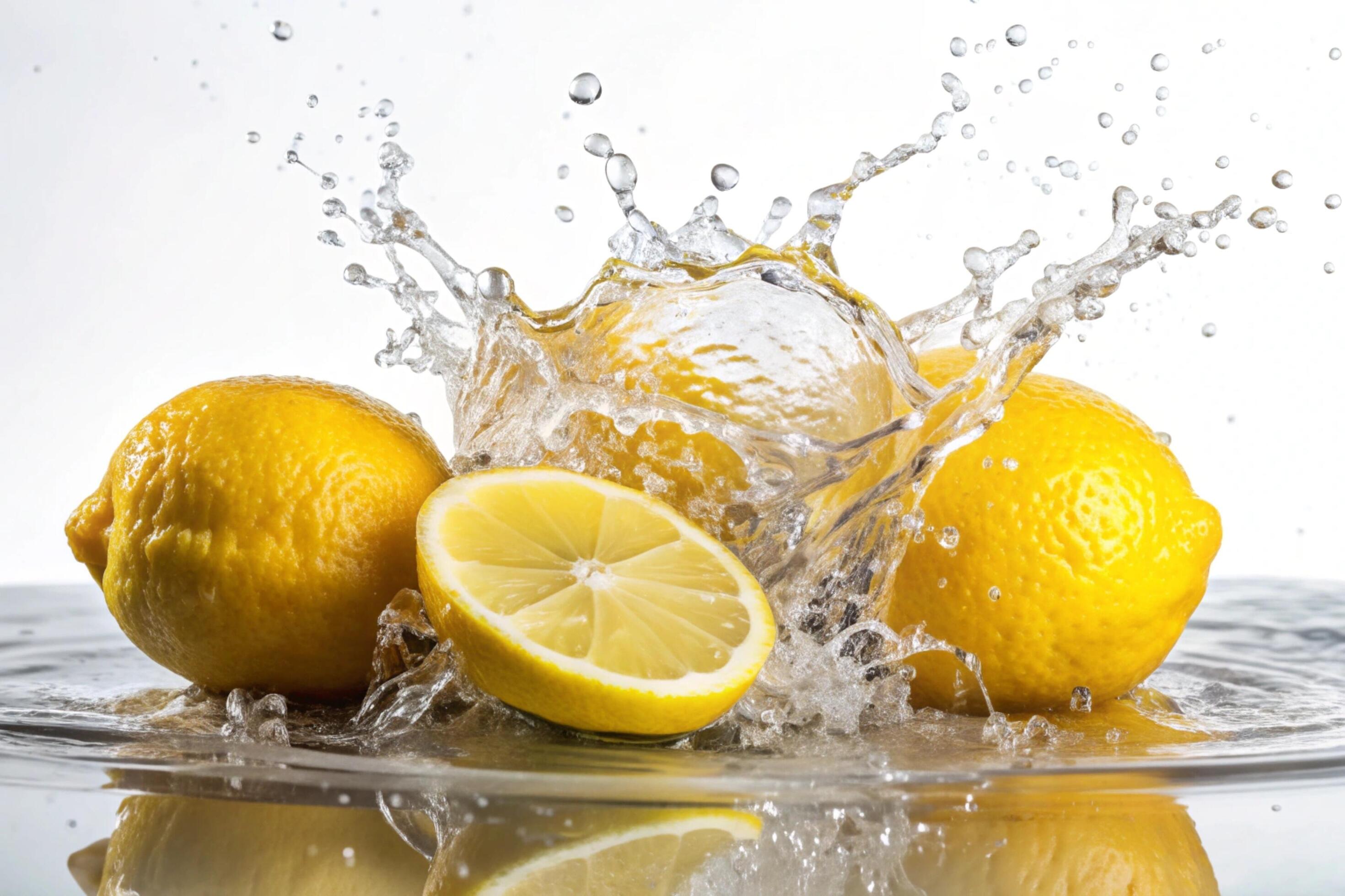 Lemon splashes on white background Stock Free