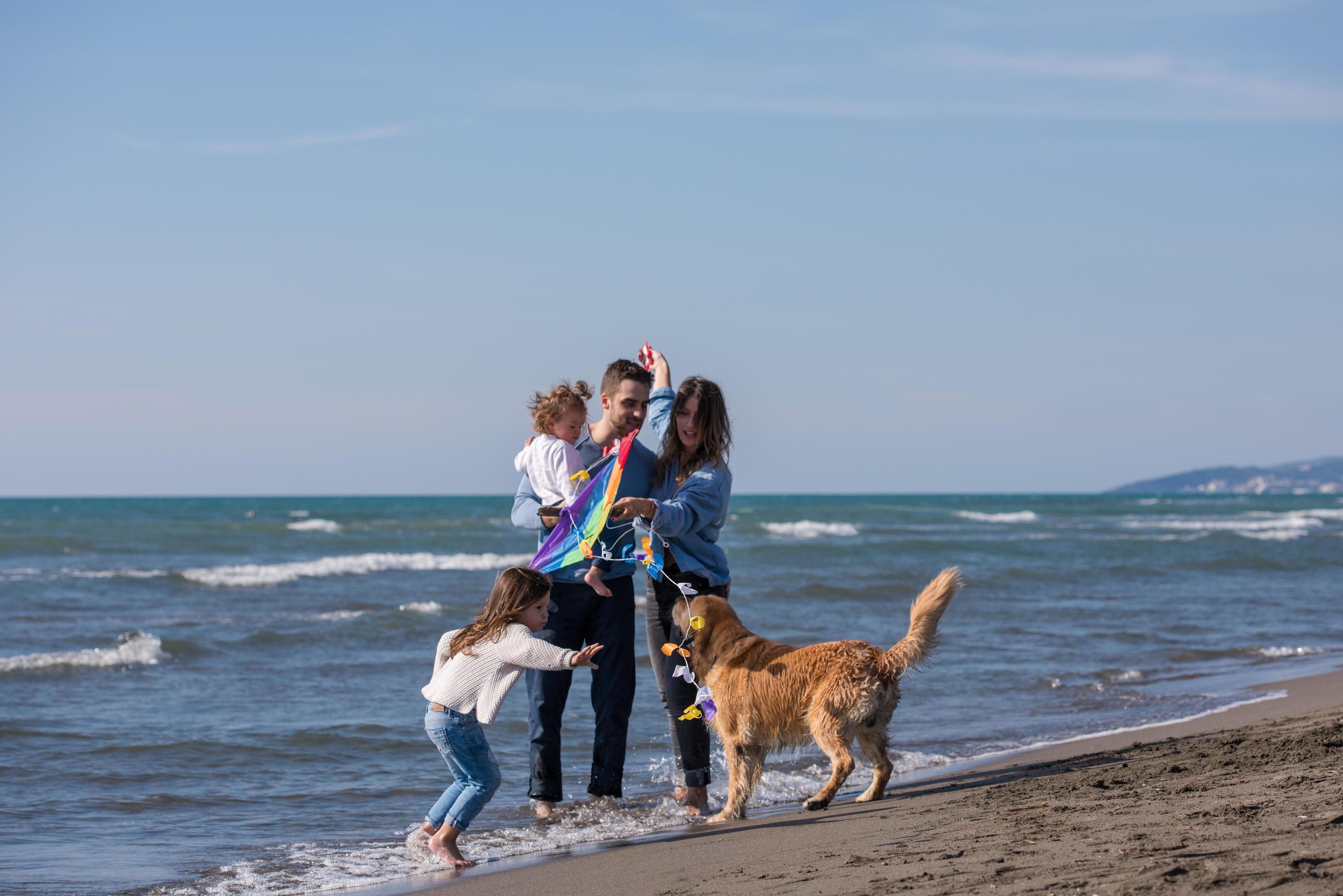 happy young family enjoying vecation during autumn day Stock Free