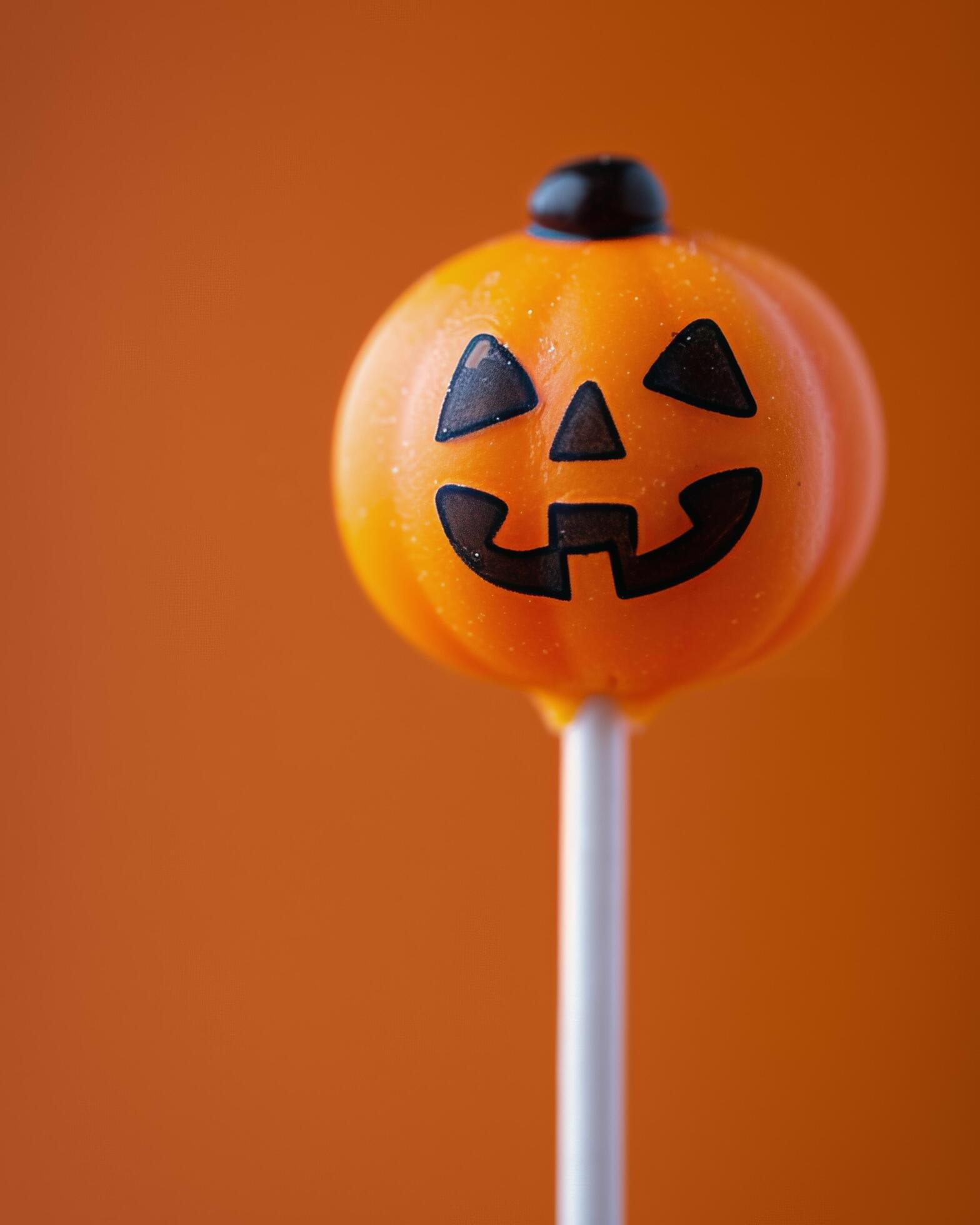 Halloween Cake Pops With Pumpkin Decorations Against Orange Background Stock Free