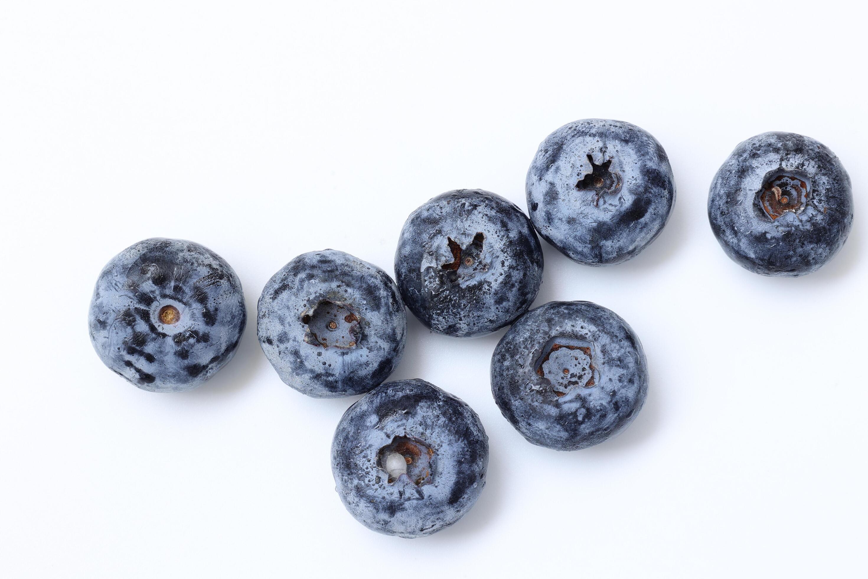 Blueberry fruit on white background, top view of blueberries fruits isolated on white background Stock Free