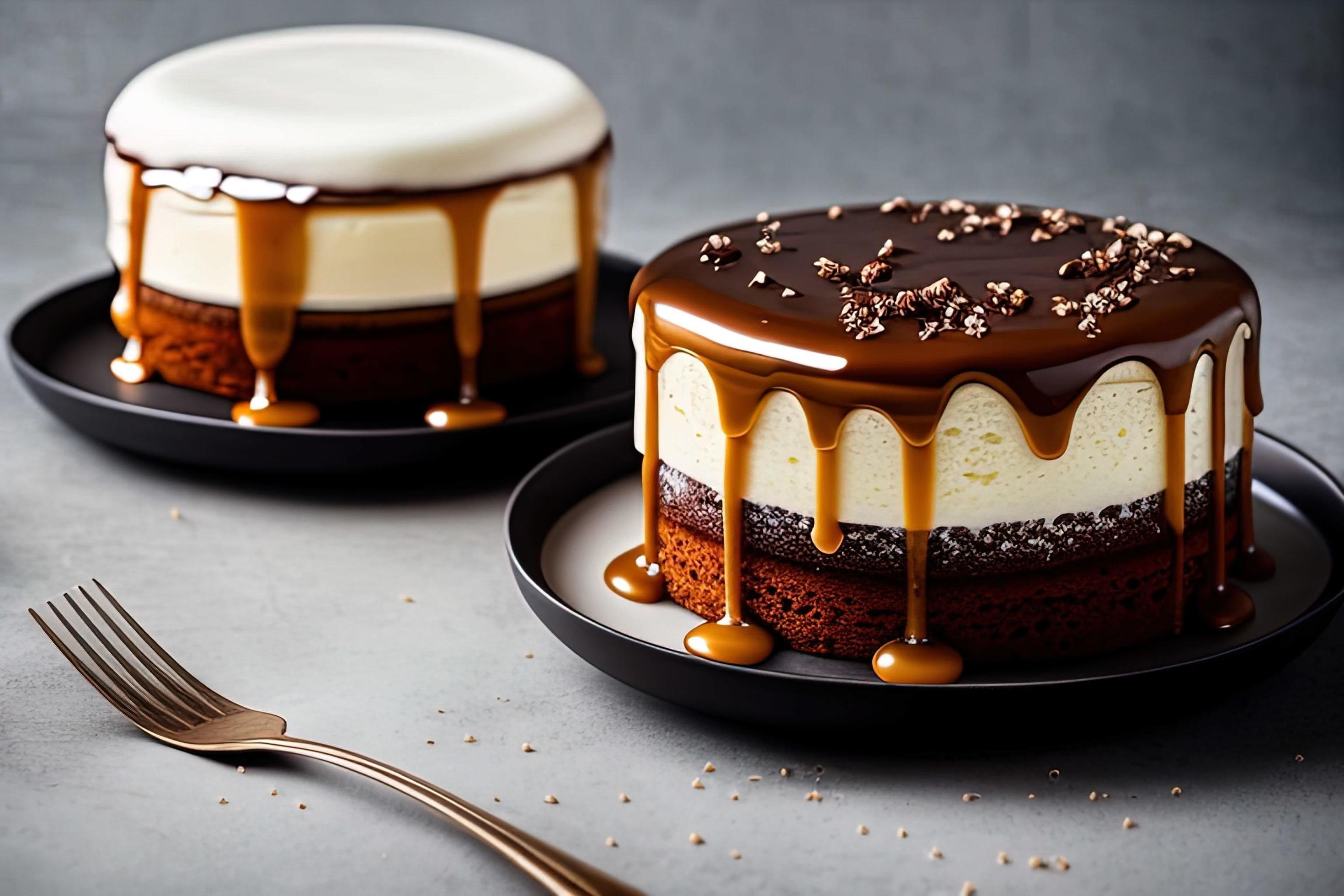 professional food photography of a cake sitting on top of a white plate Stock Free