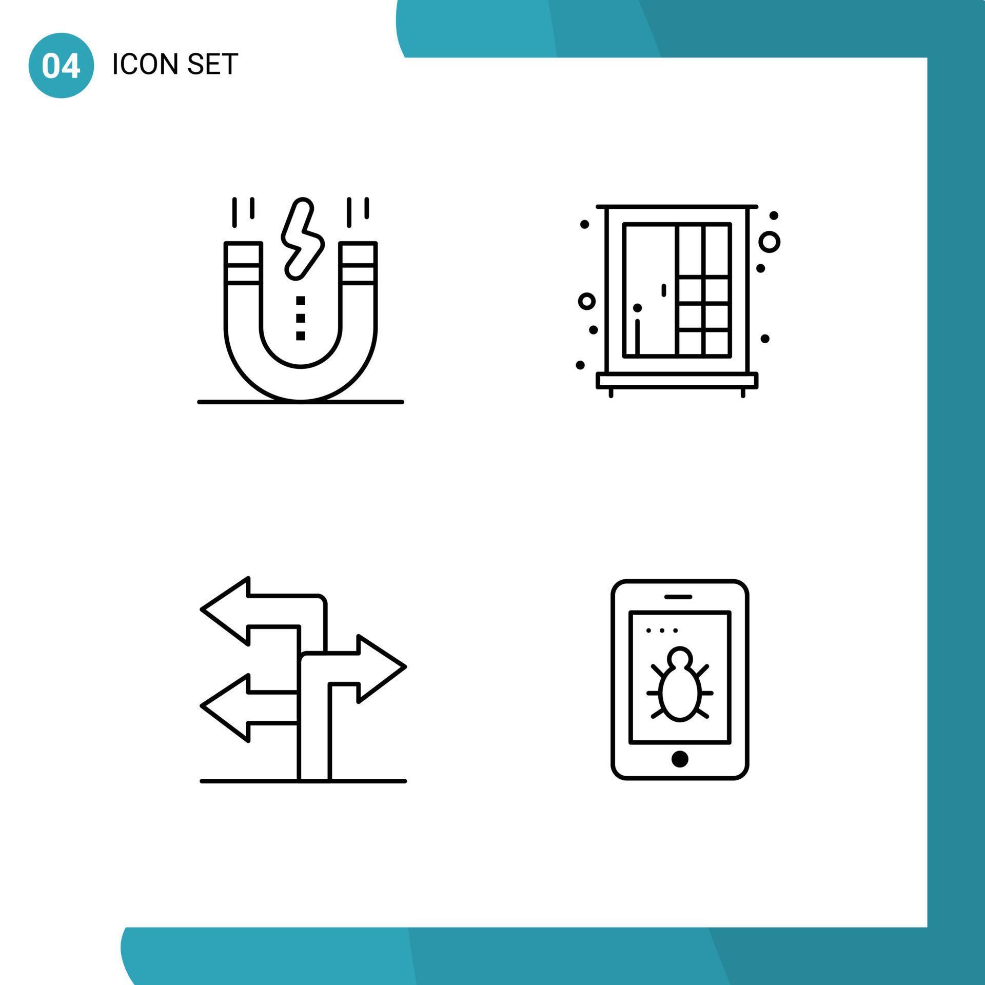 4 Creative Icons Modern Signs and Symbols of creative arrow magnet furniture navigation Editable Vector Design Elements Stock Free