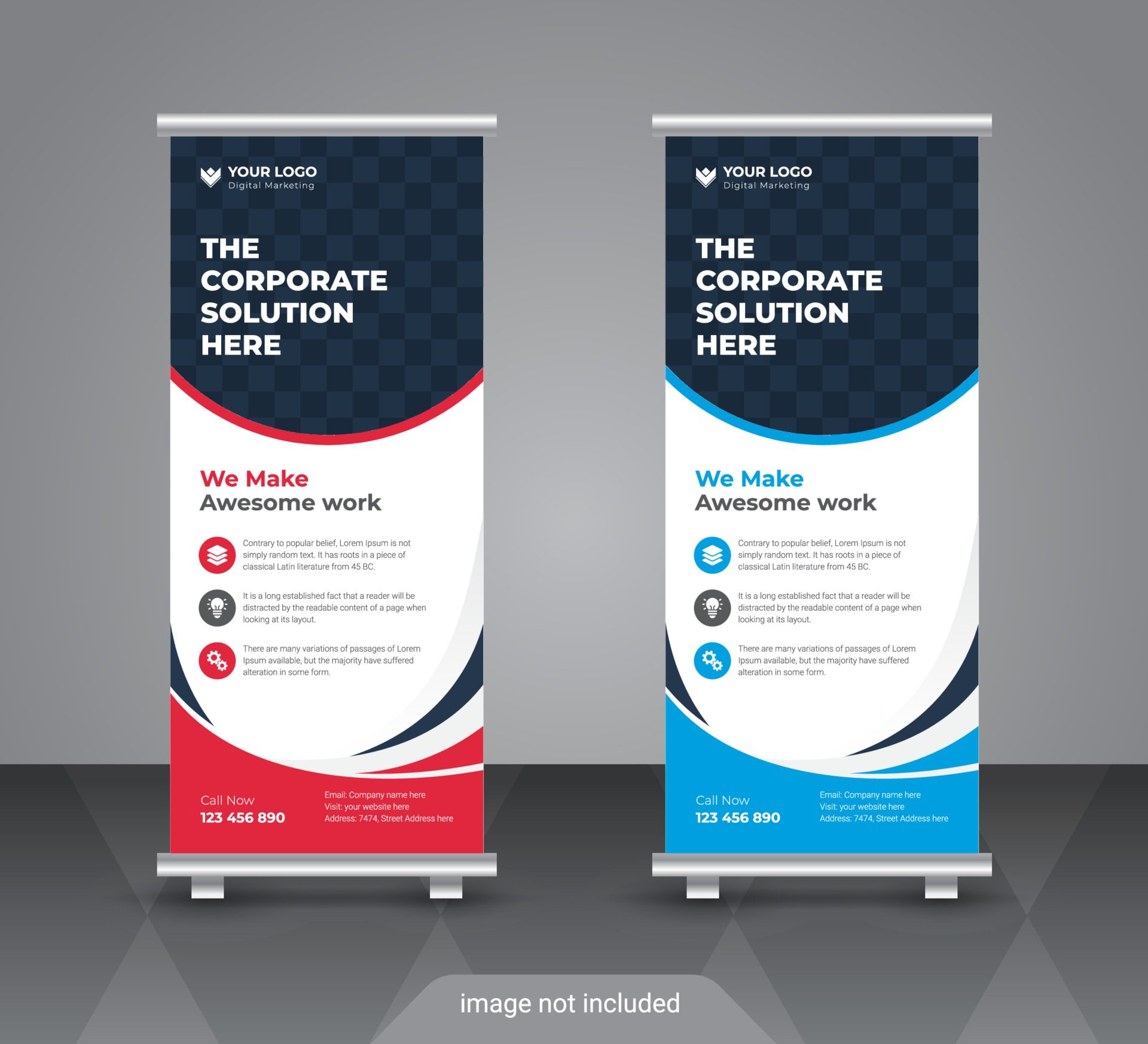 Abstract business standee roll up banner design Free Vector