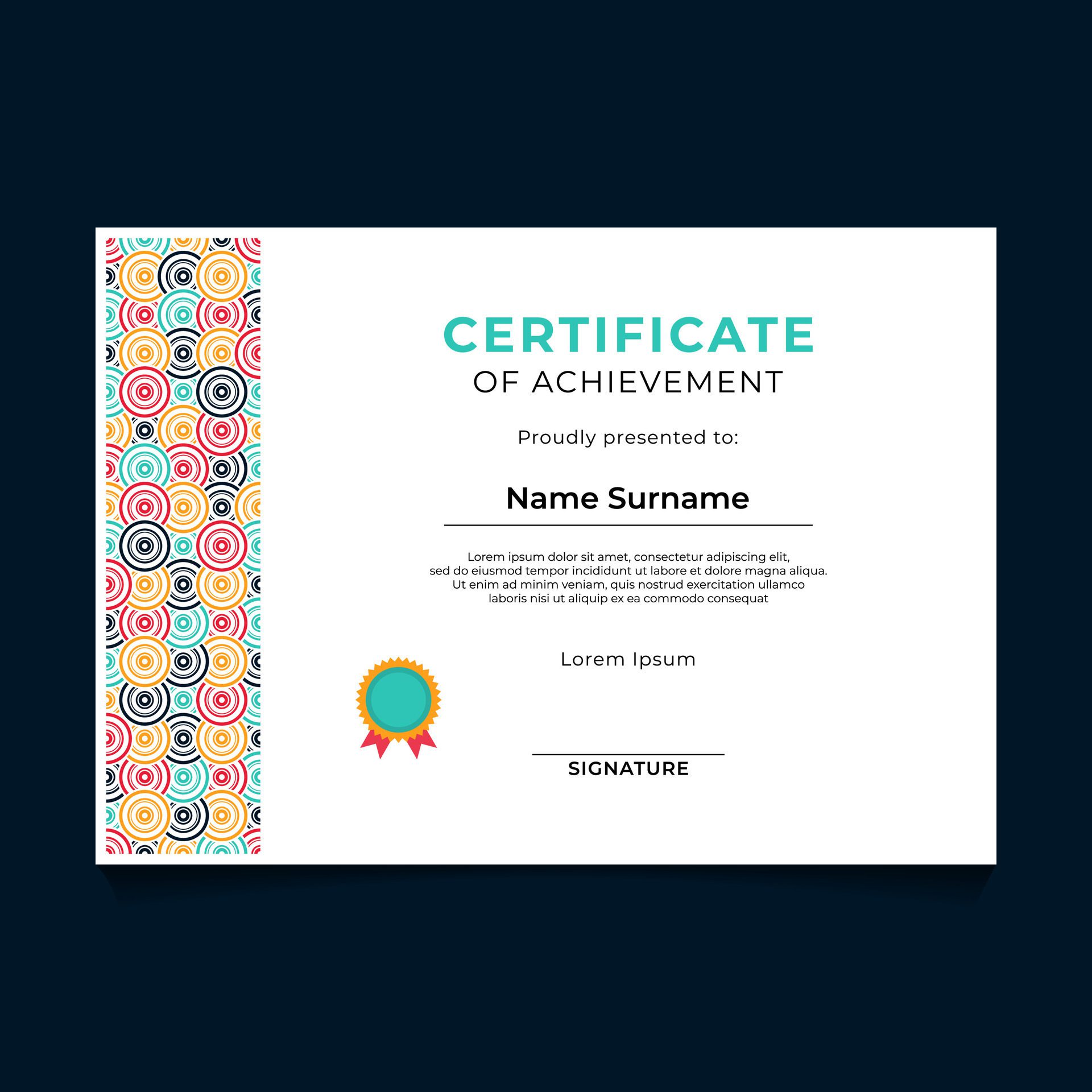 Abstract Geometric Circle Pattern Certificate Design Free Vector