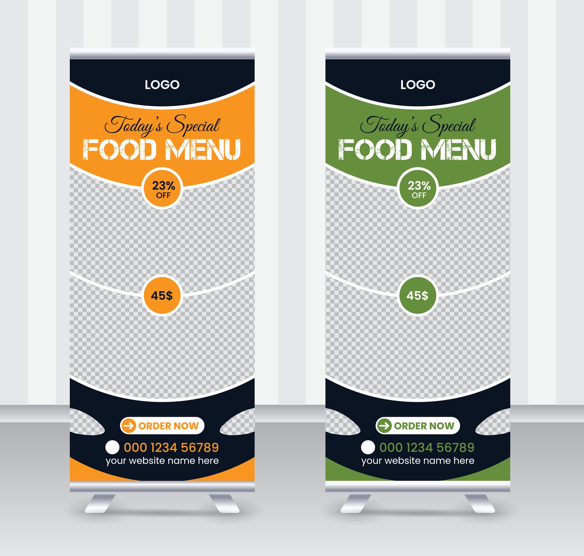 Today’s special food menu and restaurant roll up banner x or roll up banner design template Free Vector