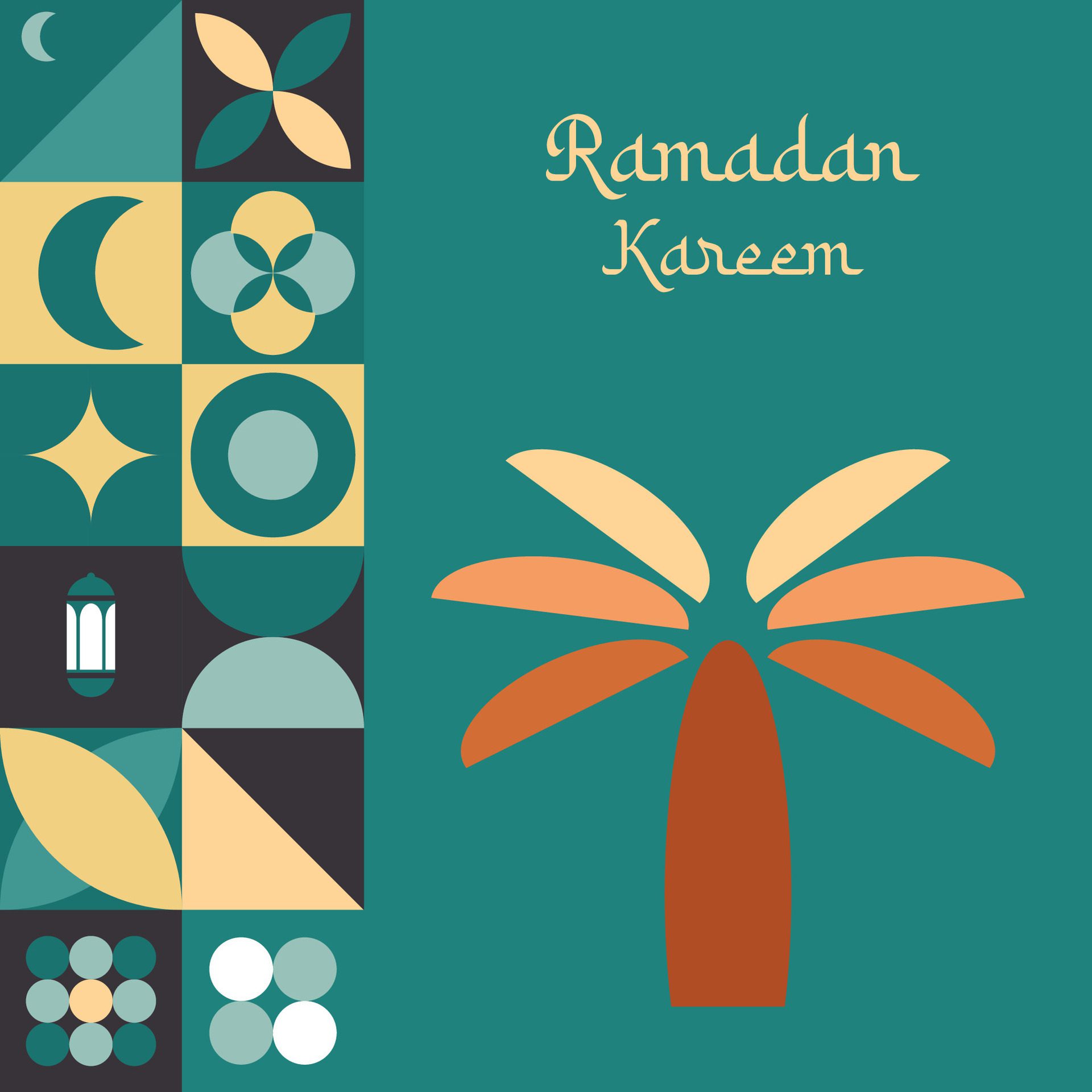 PrintIslamic Ramadan Kareem holiday banner design with minimalistic icons of Mosque Free Vector