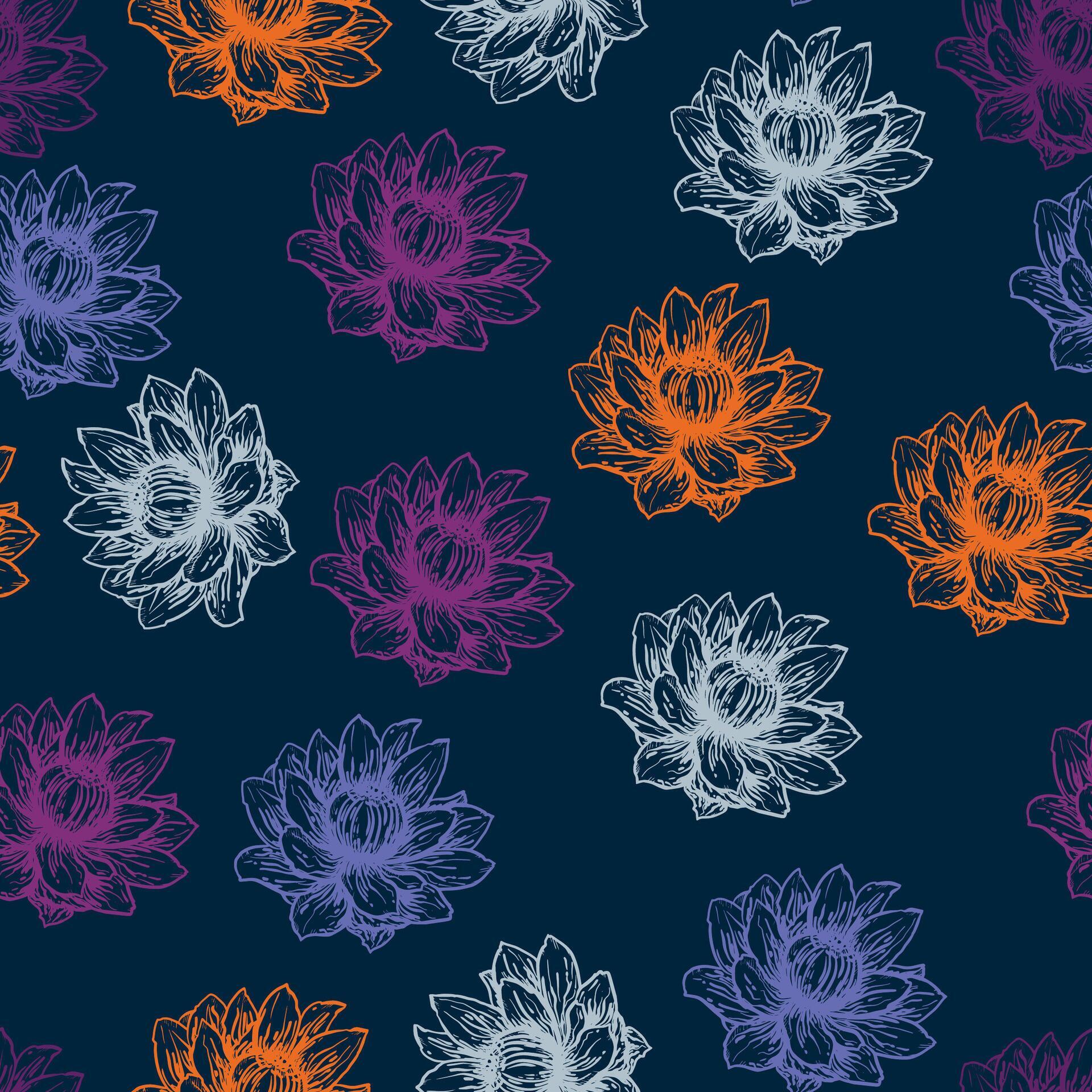 Leaves and flowers. Hand-drawn graphics. Seamless patterns for fabric and packaging design. Stock Free