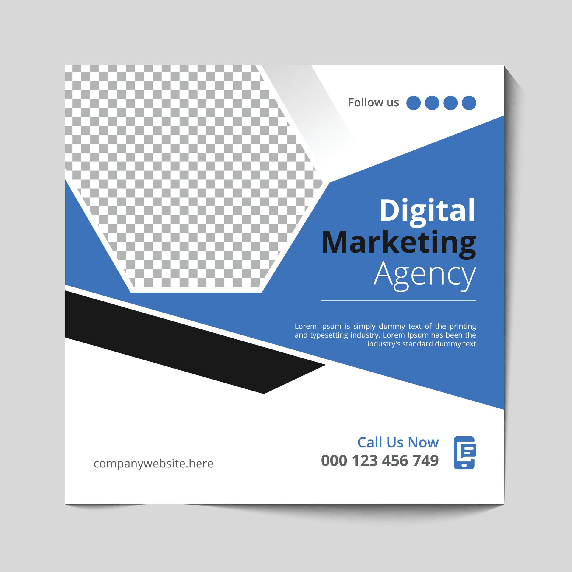 Marketing Agency Social Media Post, Digital Marketing Web Banner, Corporate Square Flyer Template banner Free Vector