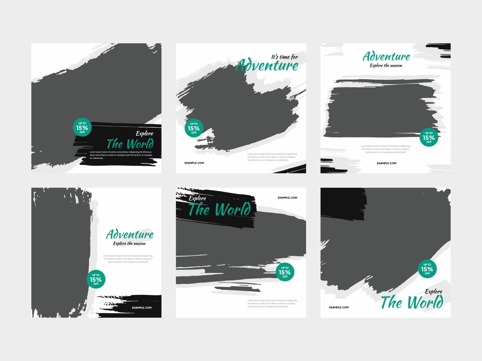 Set of holiday travel adventure square banner for flyer and social media post feed template Free Vector