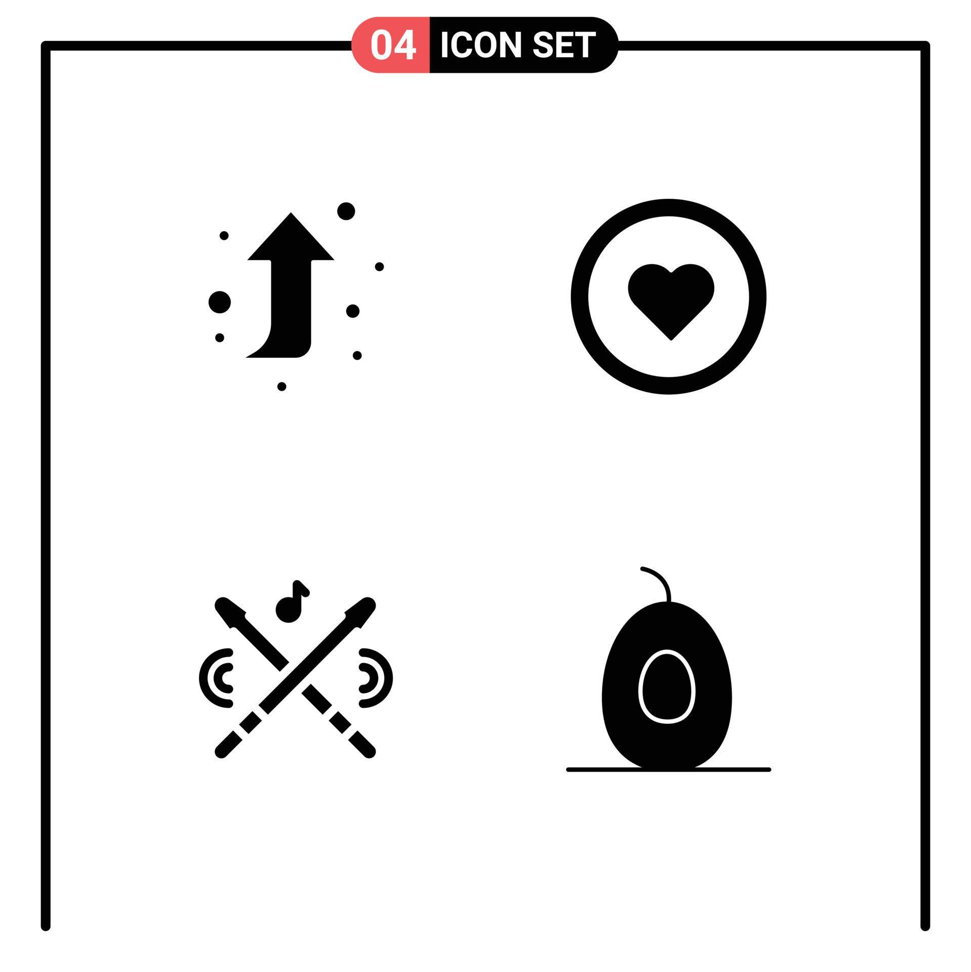 Mobile Interface Solid Glyph Set of Pictograms of arrow music interface user avocado Editable Vector Design Elements Stock Free