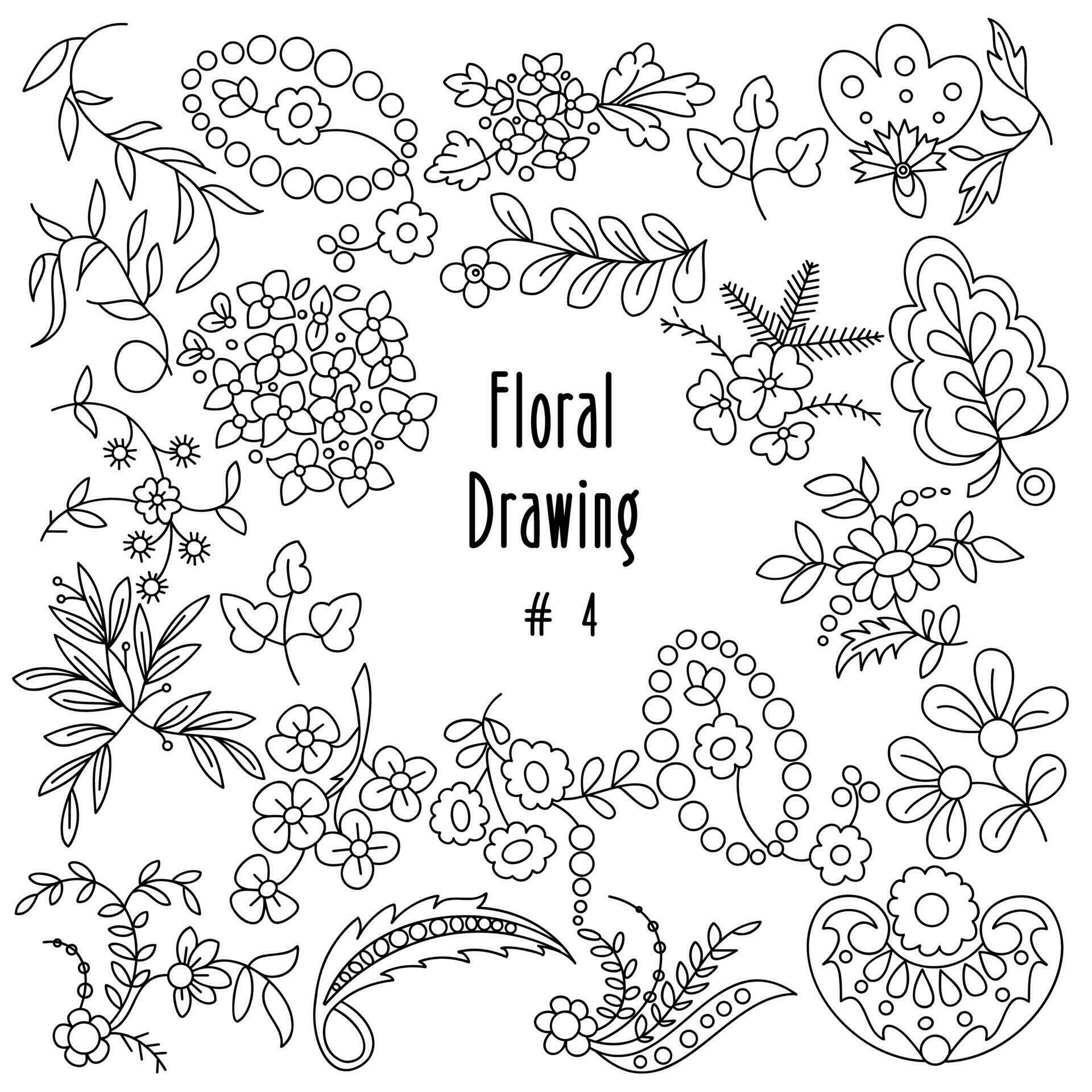 Hand drawn floral elements, flowers, leaves and swirls decoration, flat design for invitation, greeting card, quotes, vector illustration. Stock Free and Free SVG