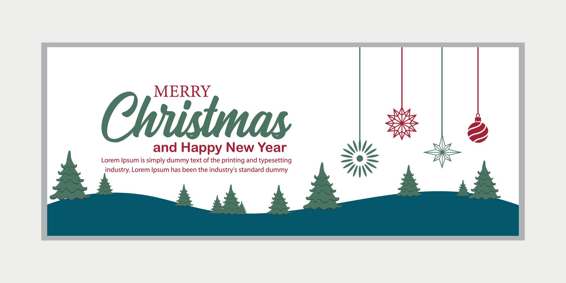 merry christmas banner set and happy new year banner, social media cover and web banner Free Vector