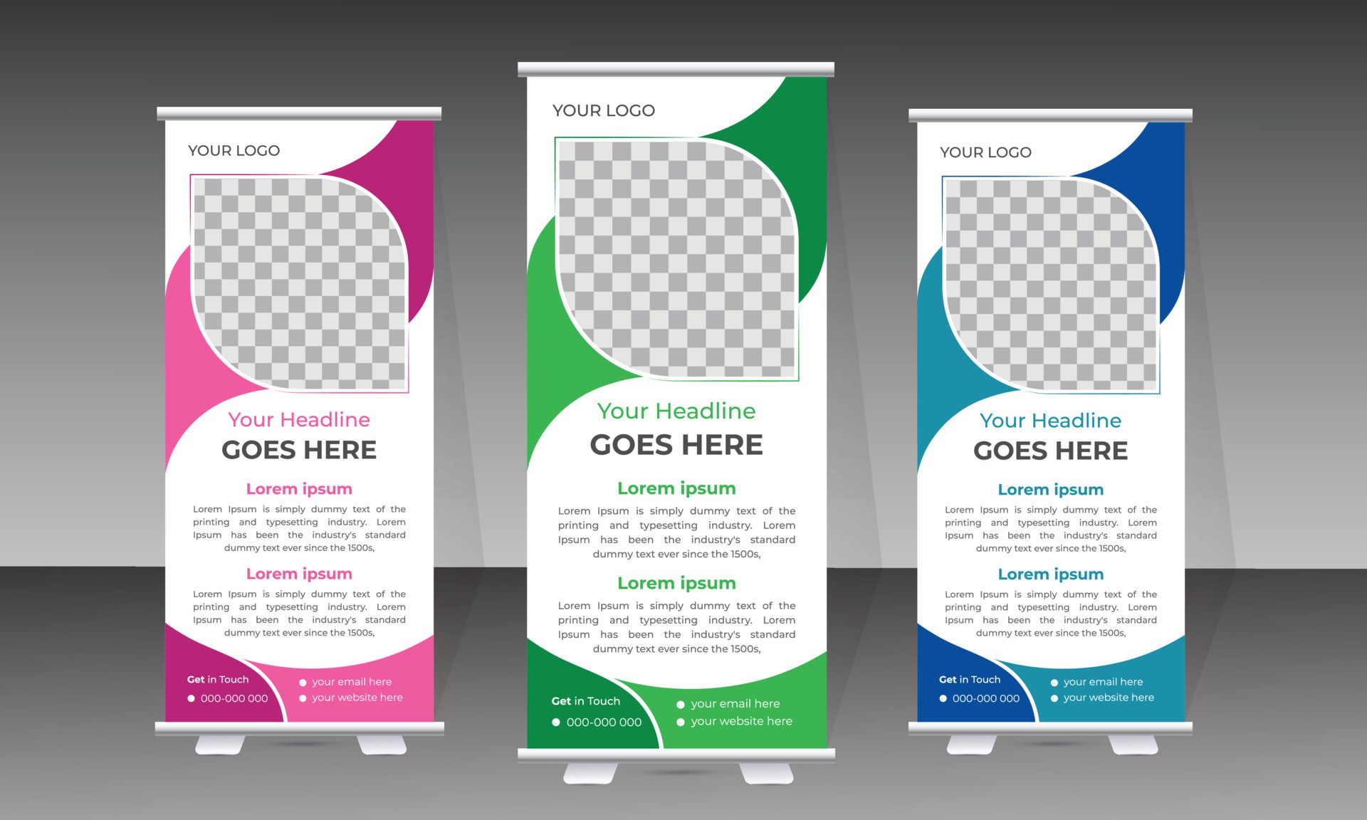 Attractive modern roll up banner design template for medical and healthcare Pro Vector