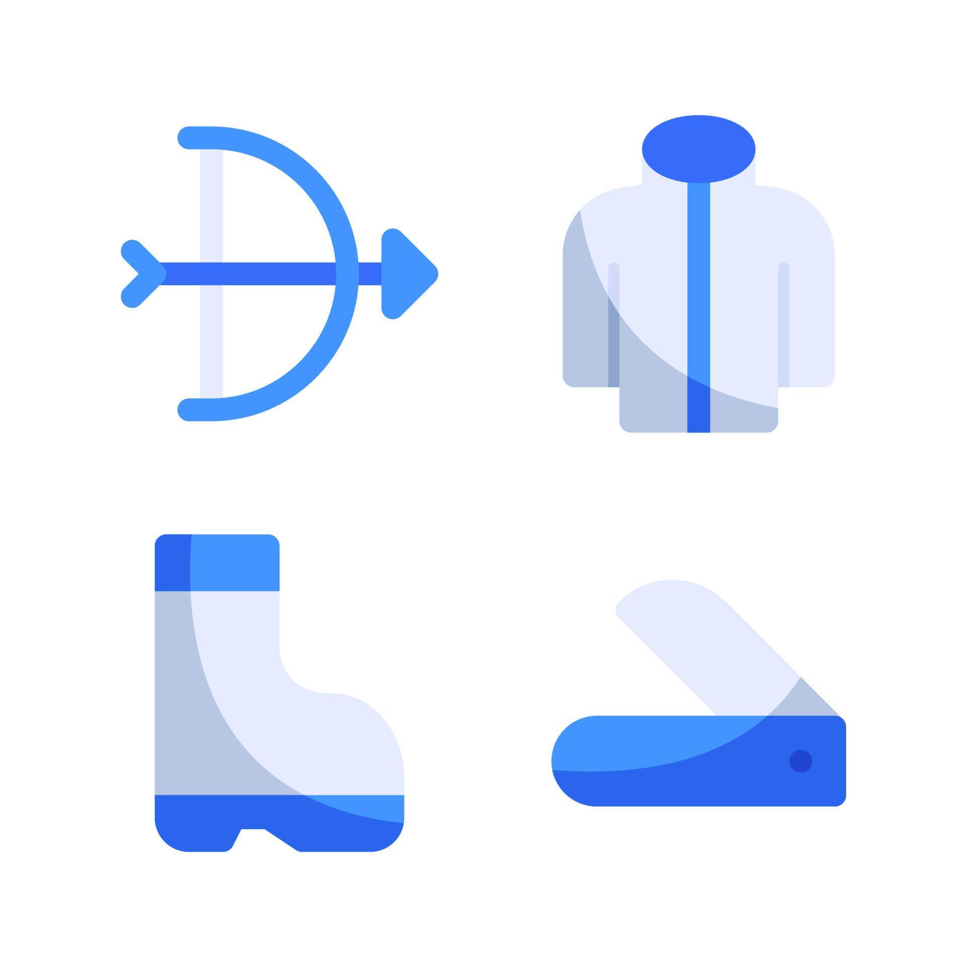 Adventure icons set. Arrow bow, jacket, boots, knife. Perfect for website mobile app, app icons, presentation, illustration and any other projects Stock Free