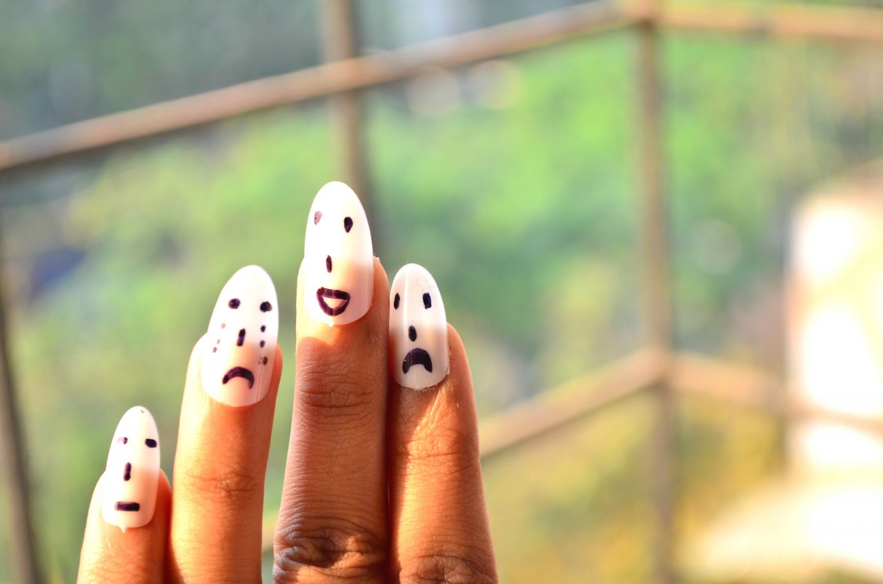 Smiley Faces Hand Nails 5 Stock Free