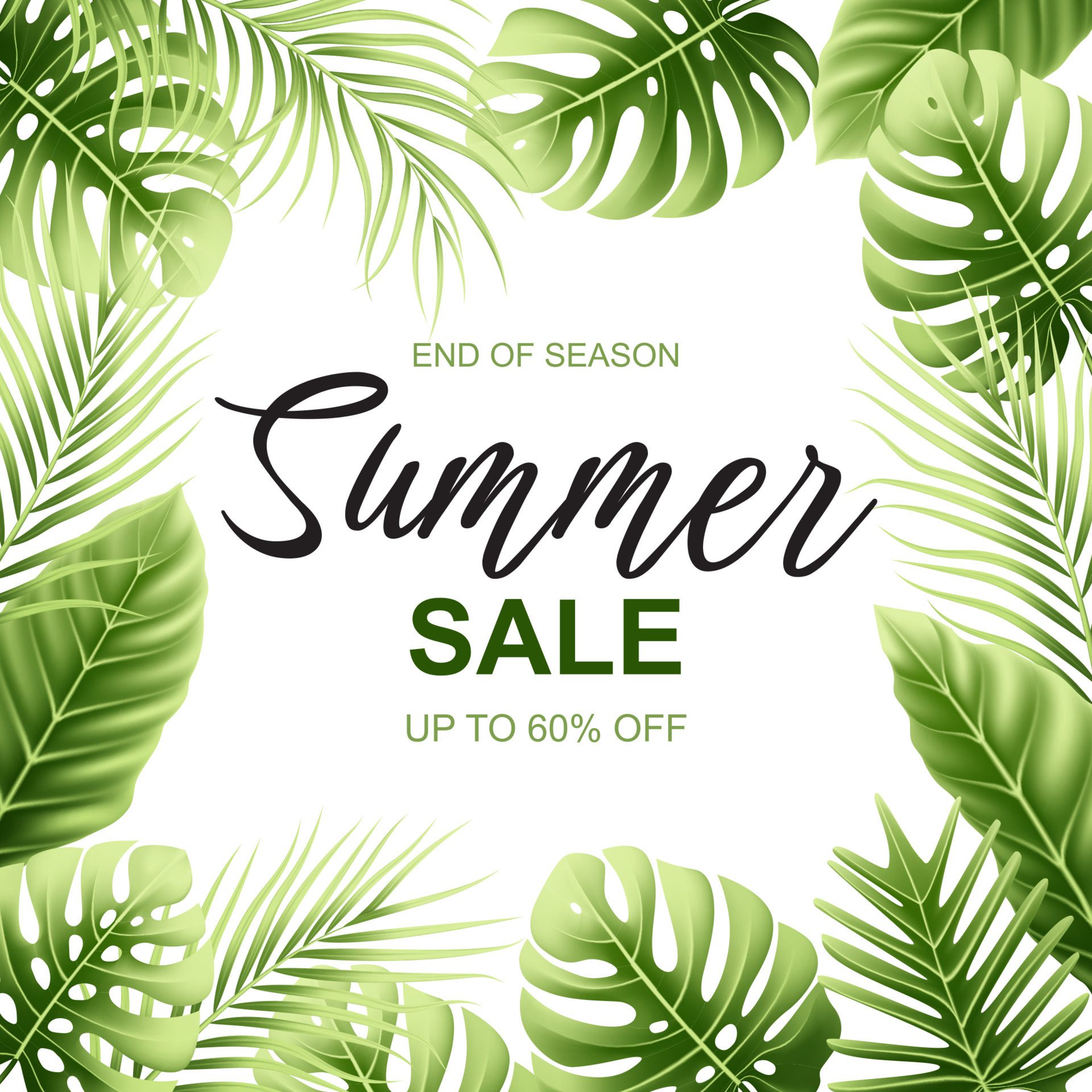 Summer sale tropical banner template design Free Vector