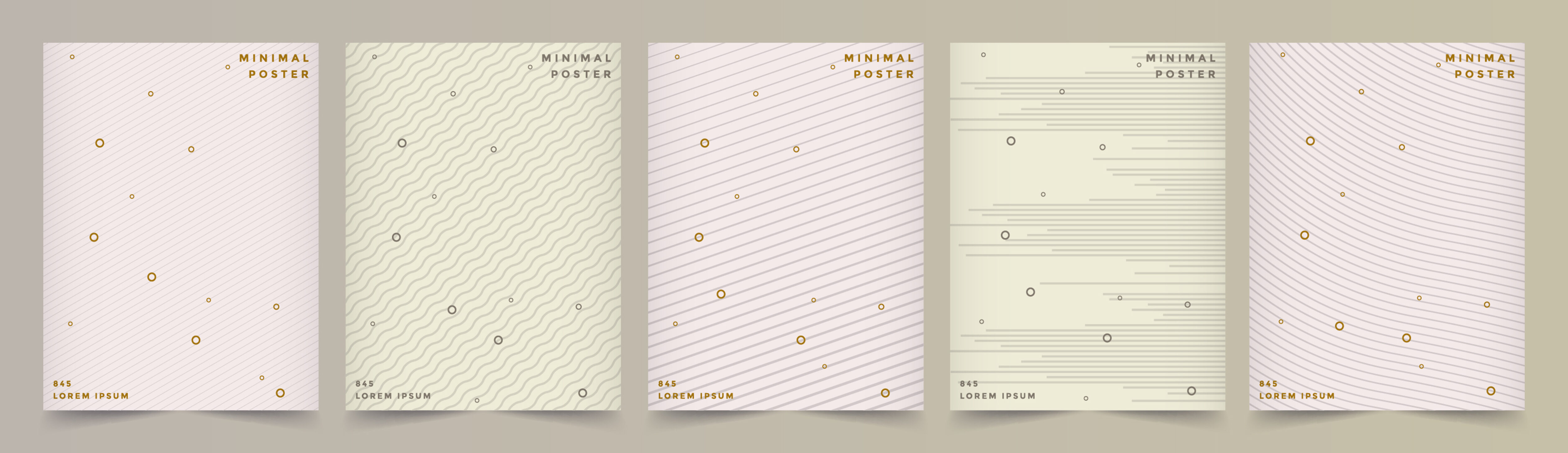 Cover Set with Line Patterns and Pastel Colors Free Vector