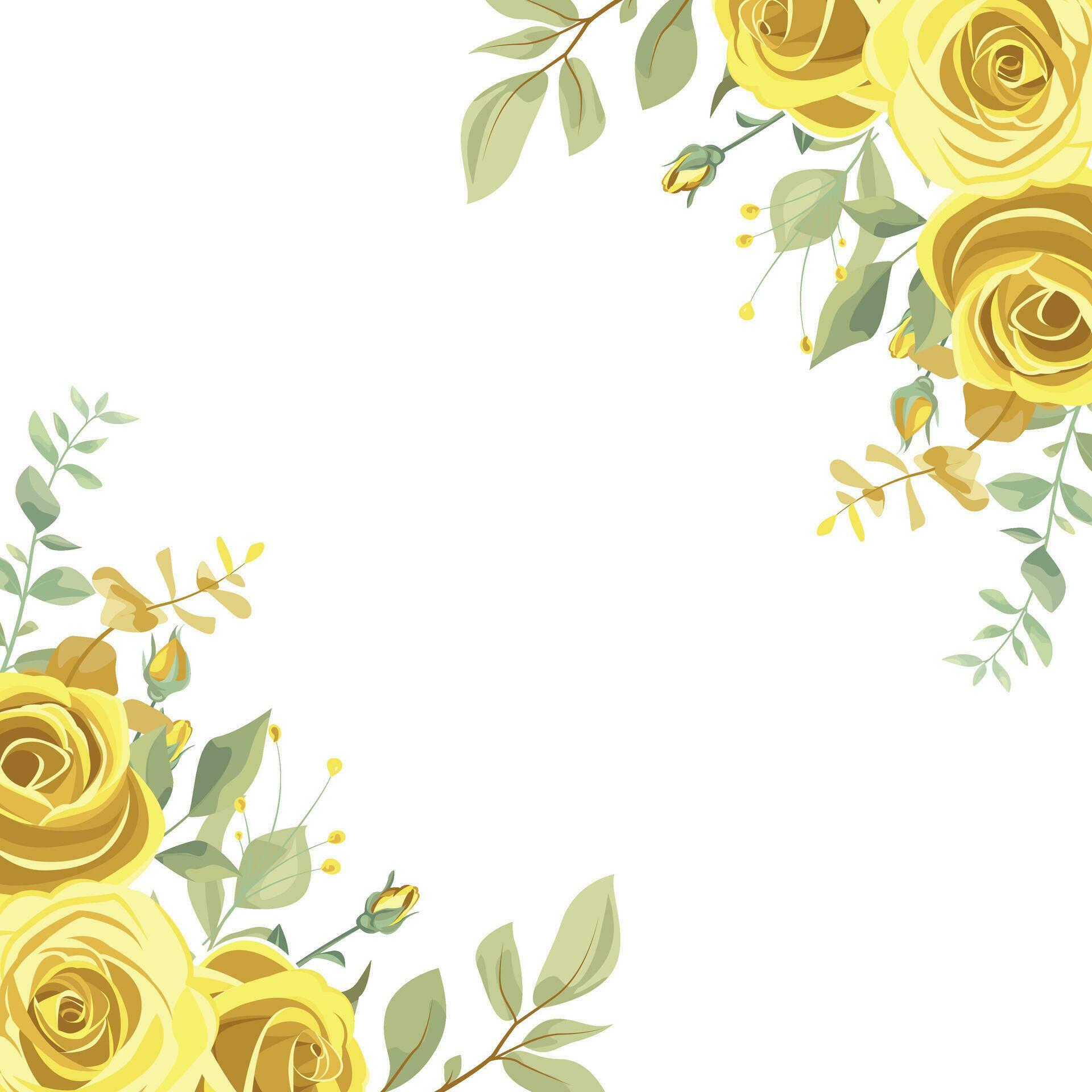 border with bouquets of flowers, yellow roses Stock Free