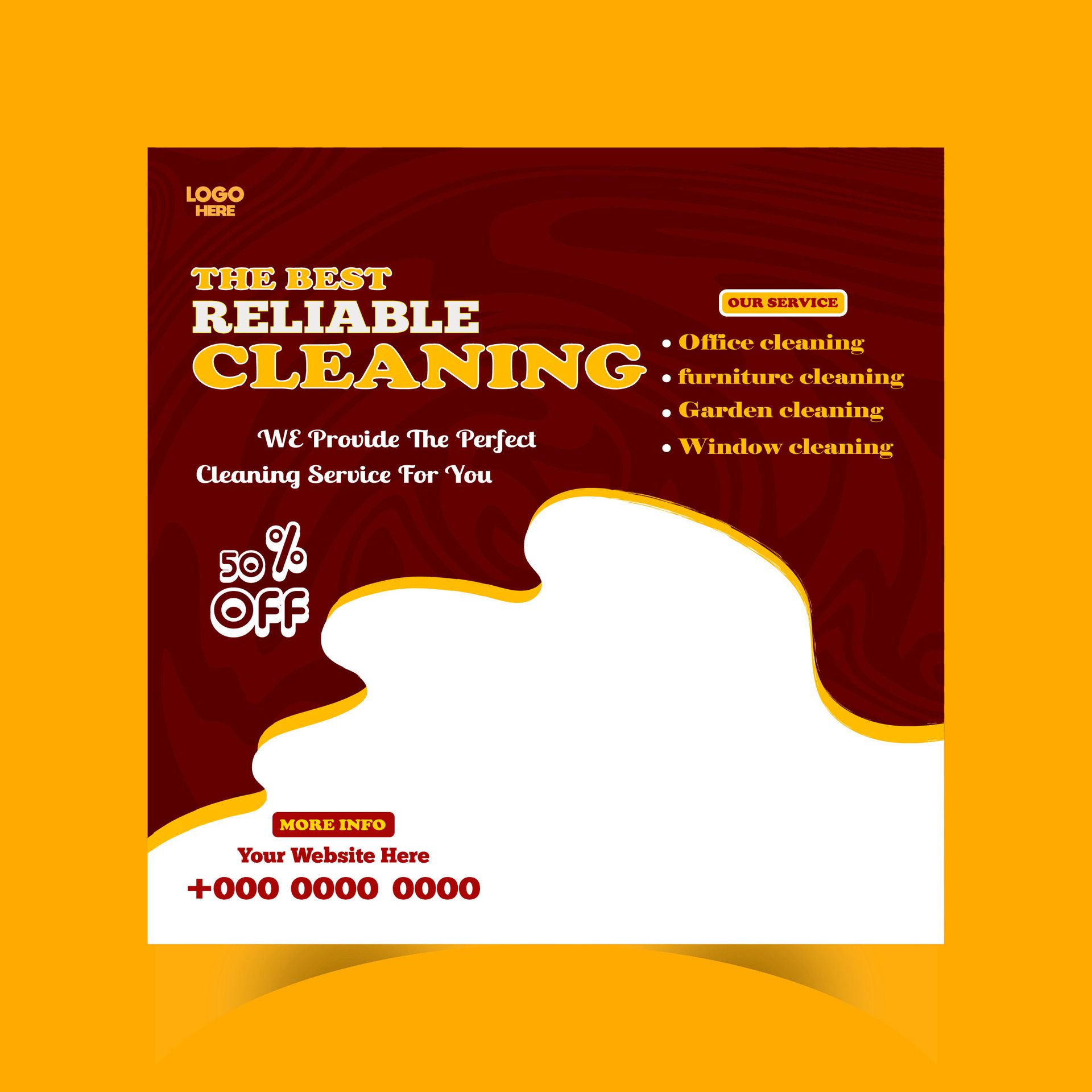 Reliable Cleaning service banner design and square social media post template Free Vector