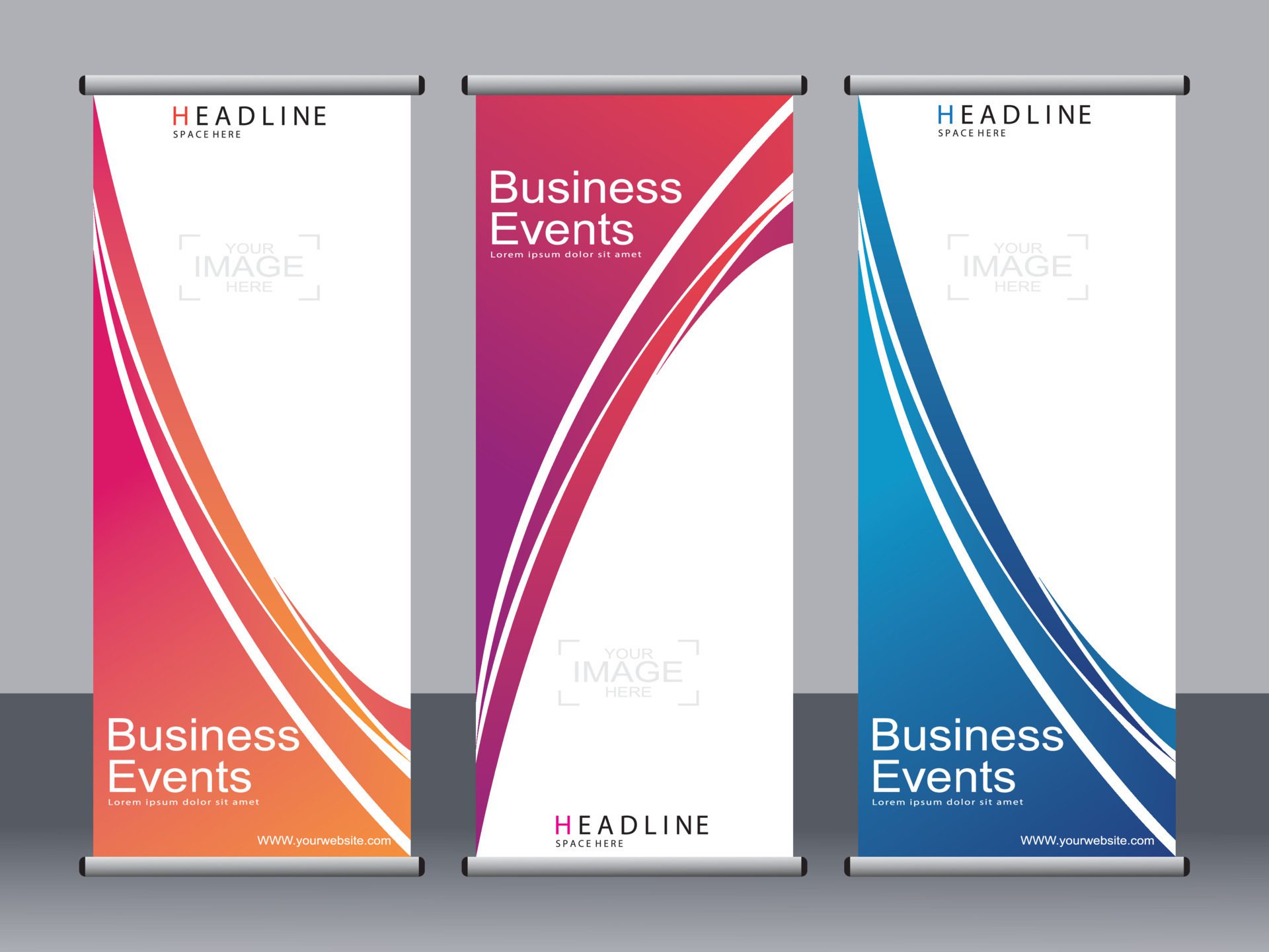 Business banner roll up set,standee banner template. Free Vector