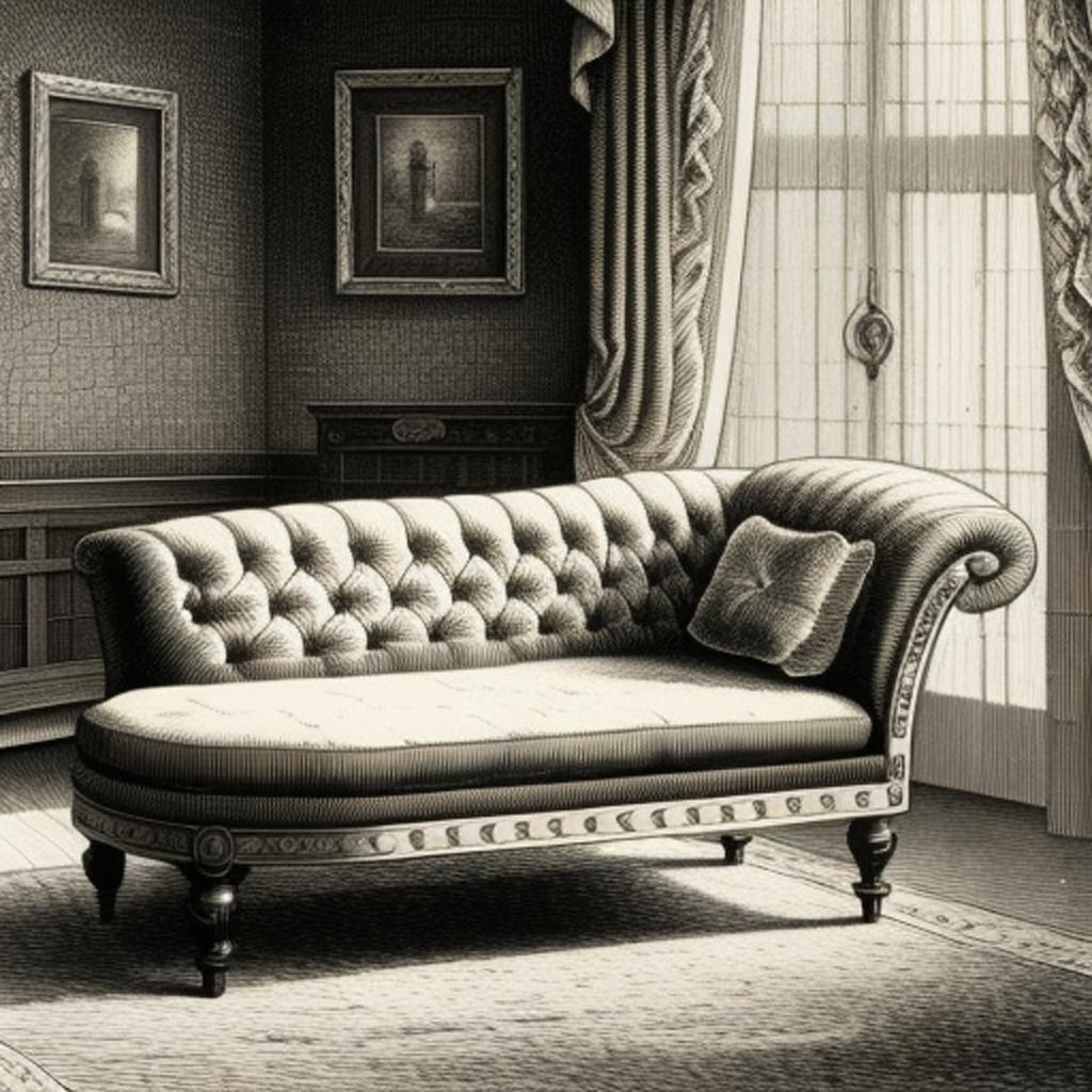 An antique chaise sofa by @ai_generated